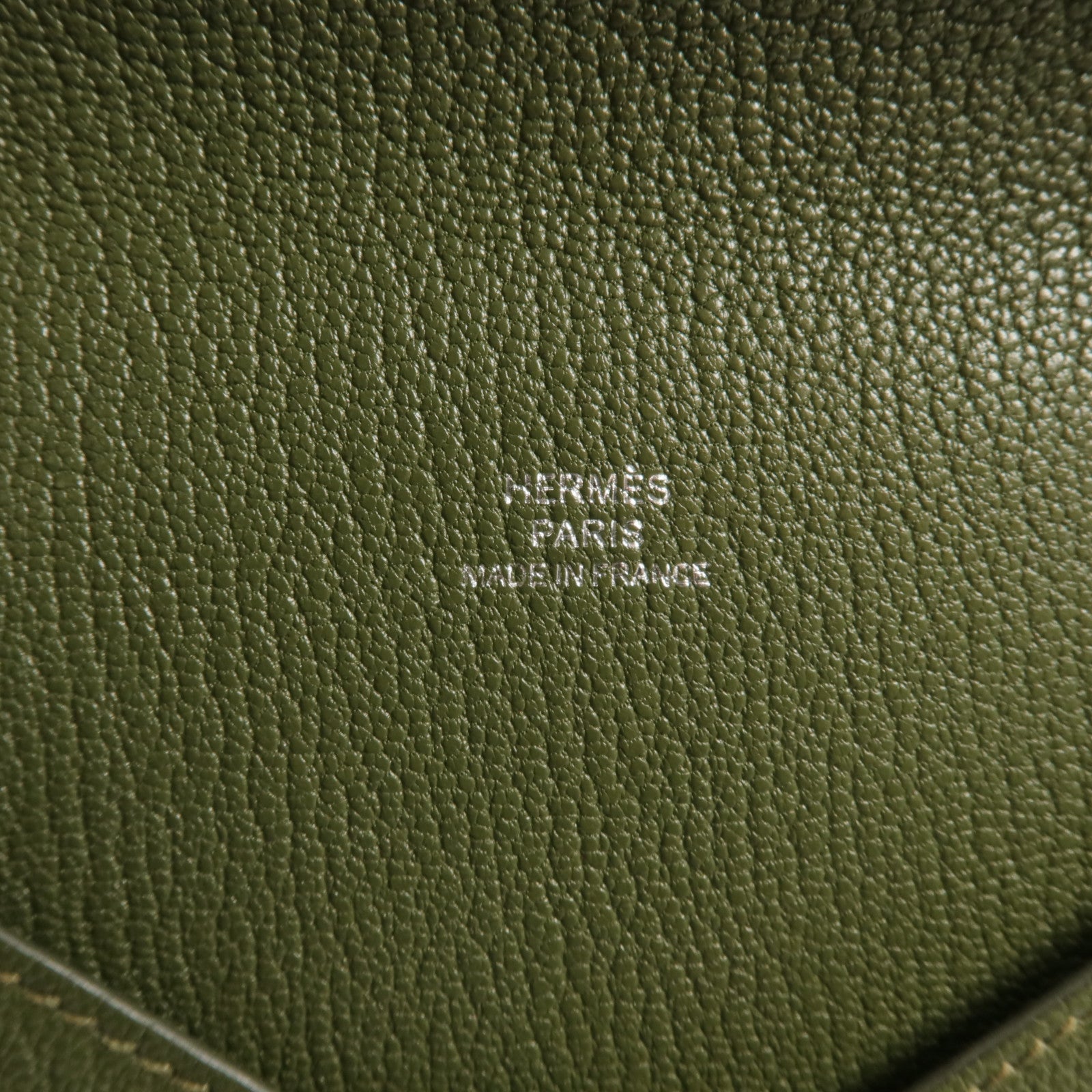 HERMES Chevre皮革Envelope Trio手拿包Vert Olive/Vert Verone/Bleu Azteque