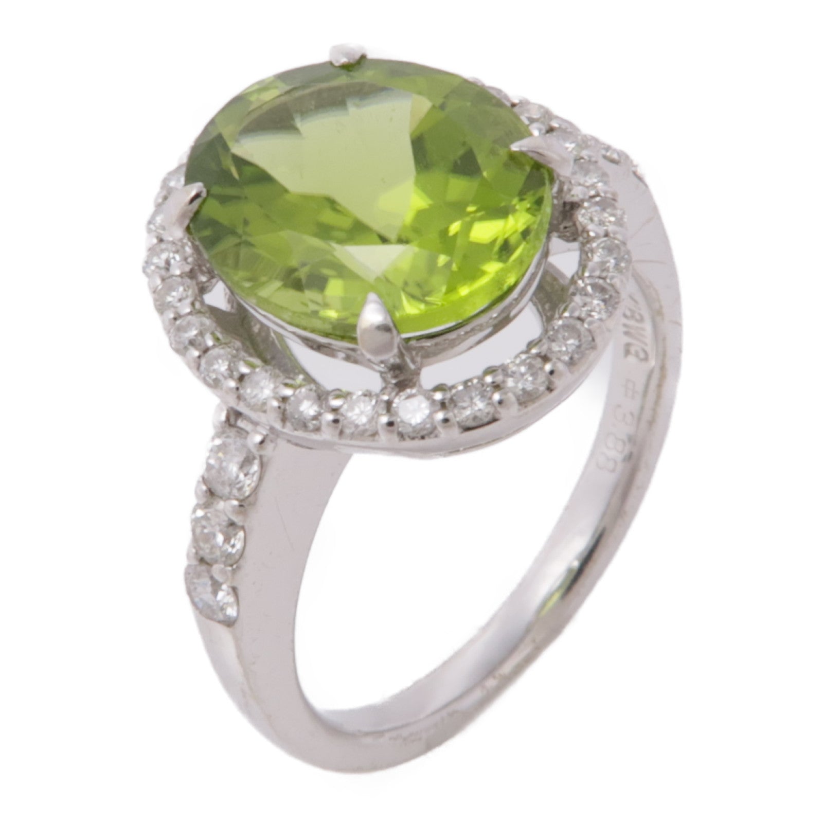 JEWELRY 18K白金Peridot/Diamond Ring橄欖石/鑽石戒指US#6