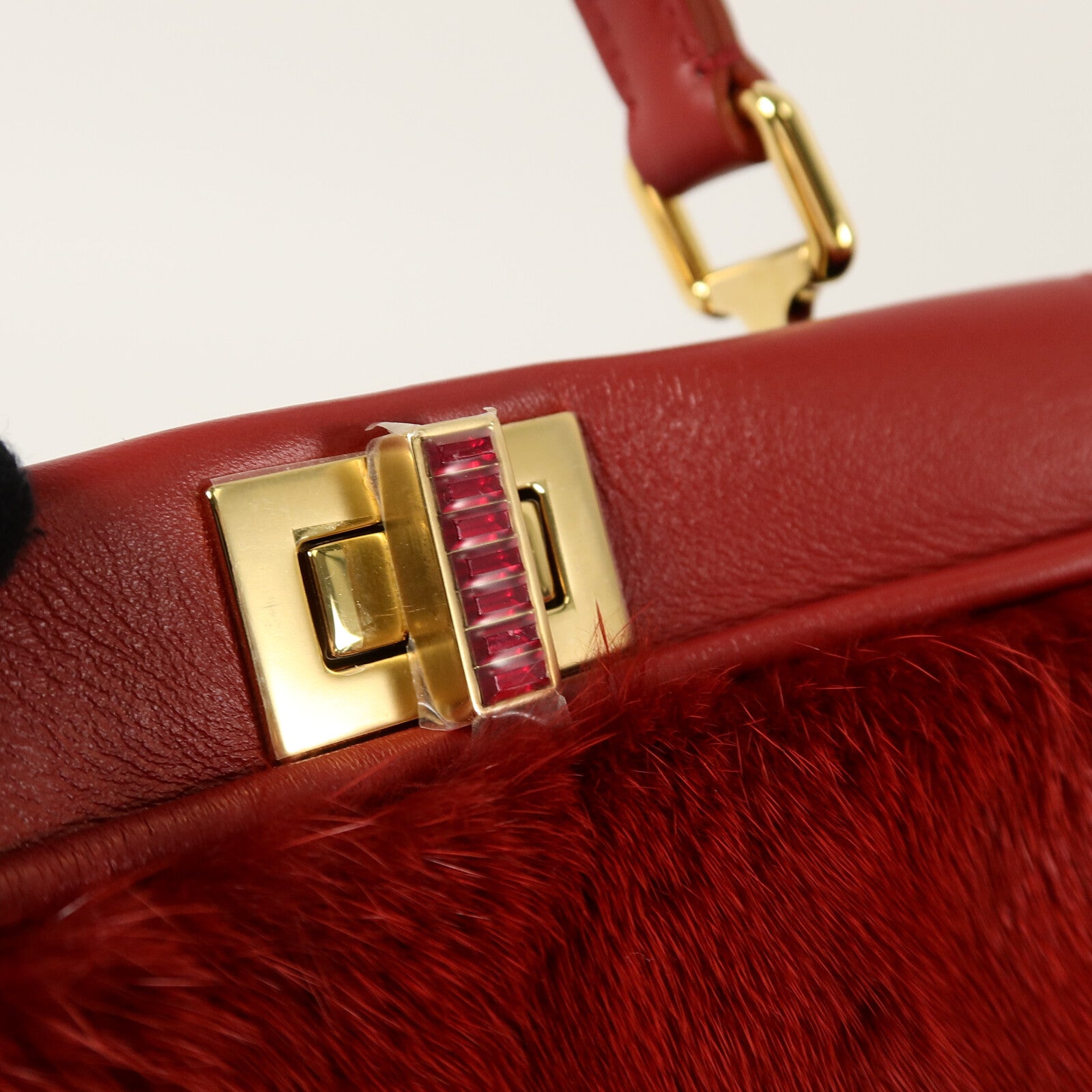 FENDI Mink/牛皮皮革Mini Peekaboo手挽肩背兩用袋