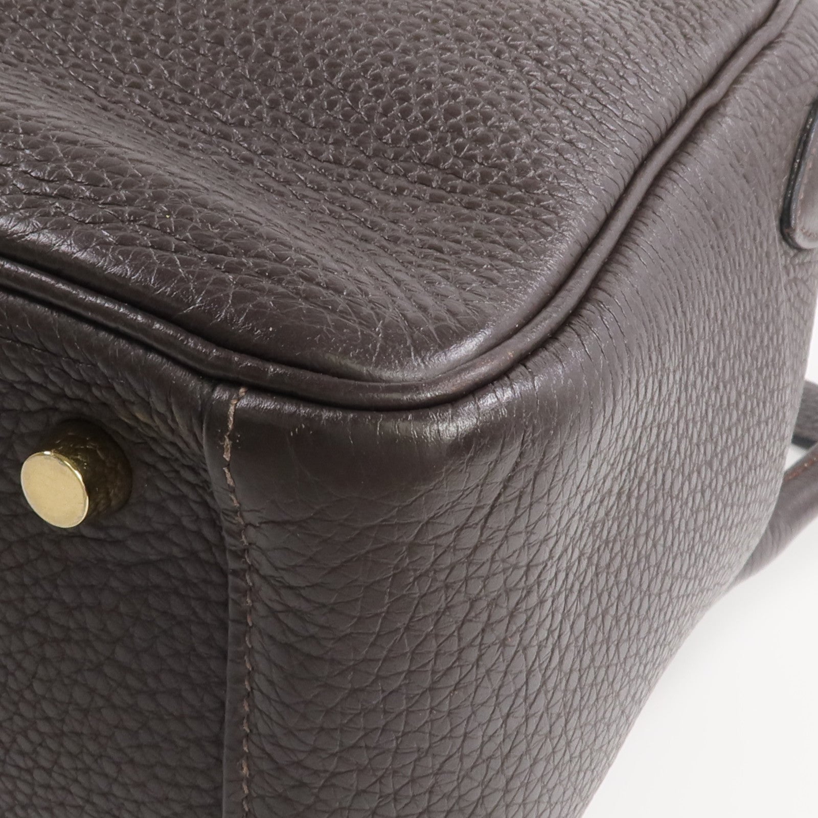 HERMES Clemence皮革Lindy 26金扣手挽肩背兩用袋Ebene