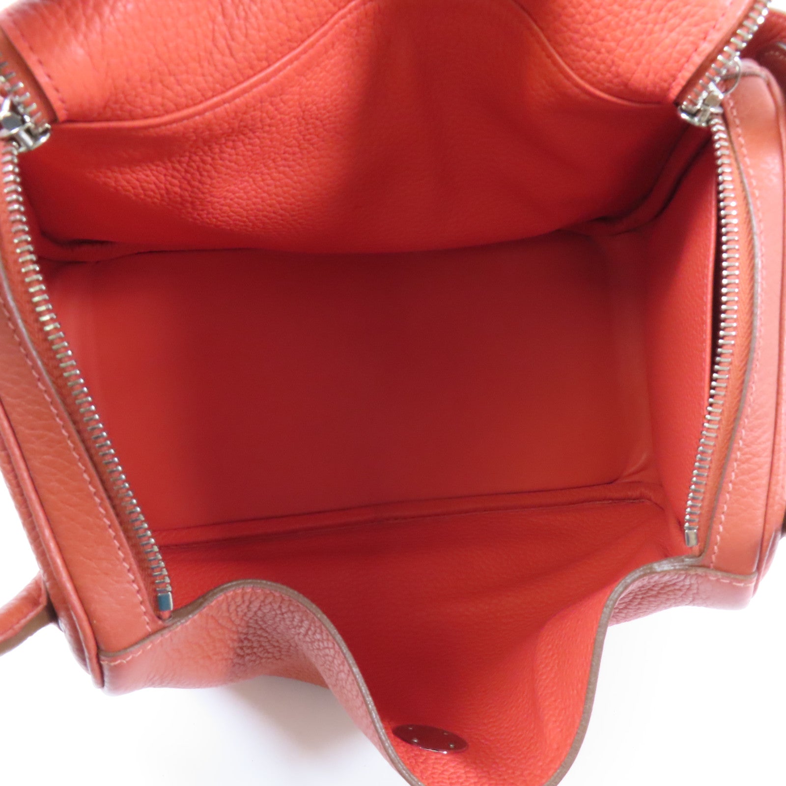 HERMES Clemence皮革Lindy 30銀扣手挽肩背兩用袋Potiron/ Feu