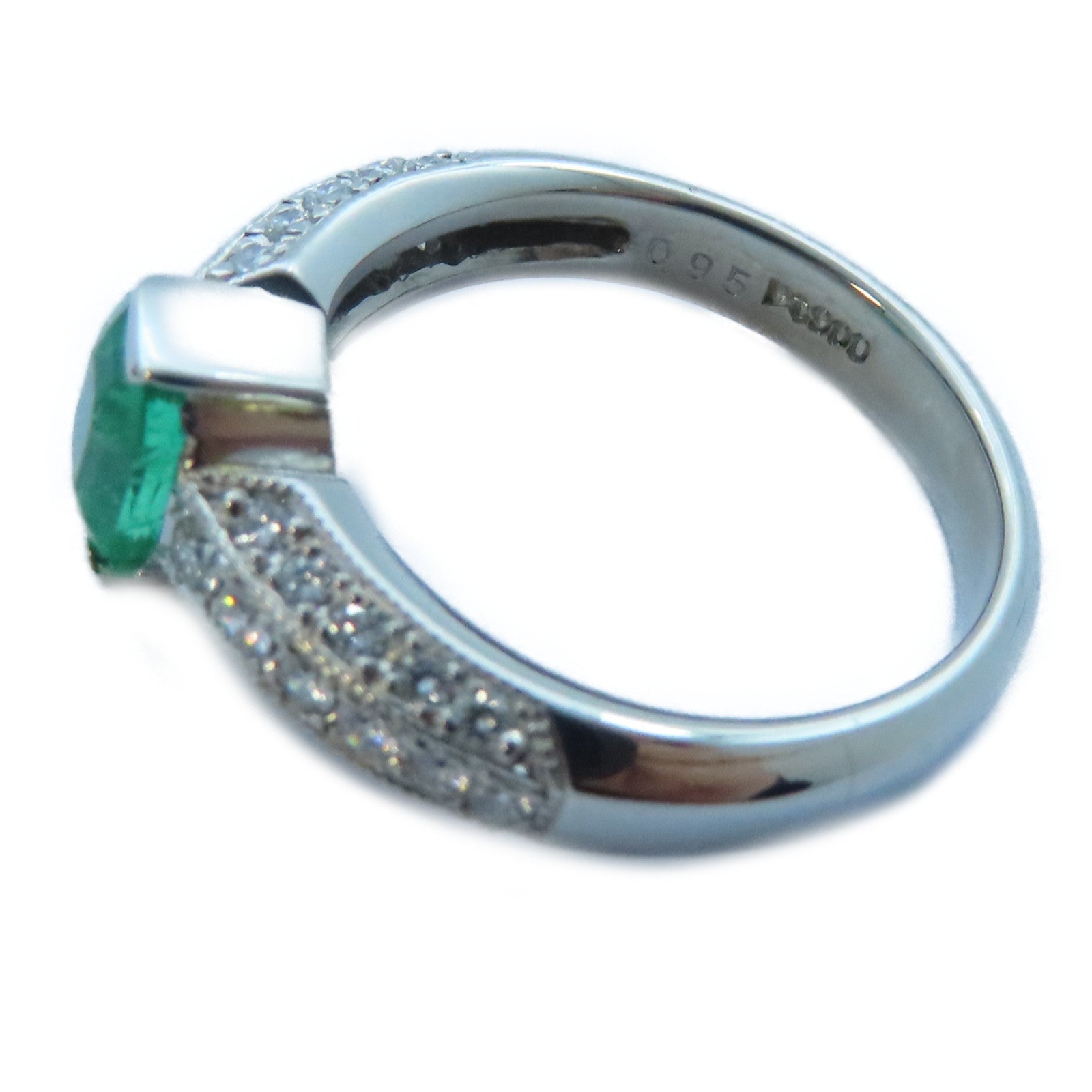 JEWELRY PT900白金Emerald/Diamond Ring 0.95ct綠寶石/0.457ct鑽石戒指US#6.5