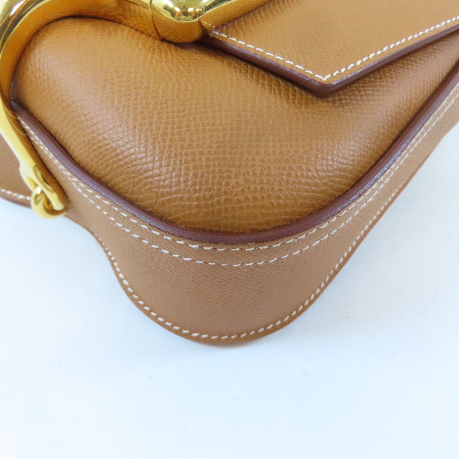 HERMES Epsom皮革Mini Della Caralleria金扣肩背袋Gold/棕色