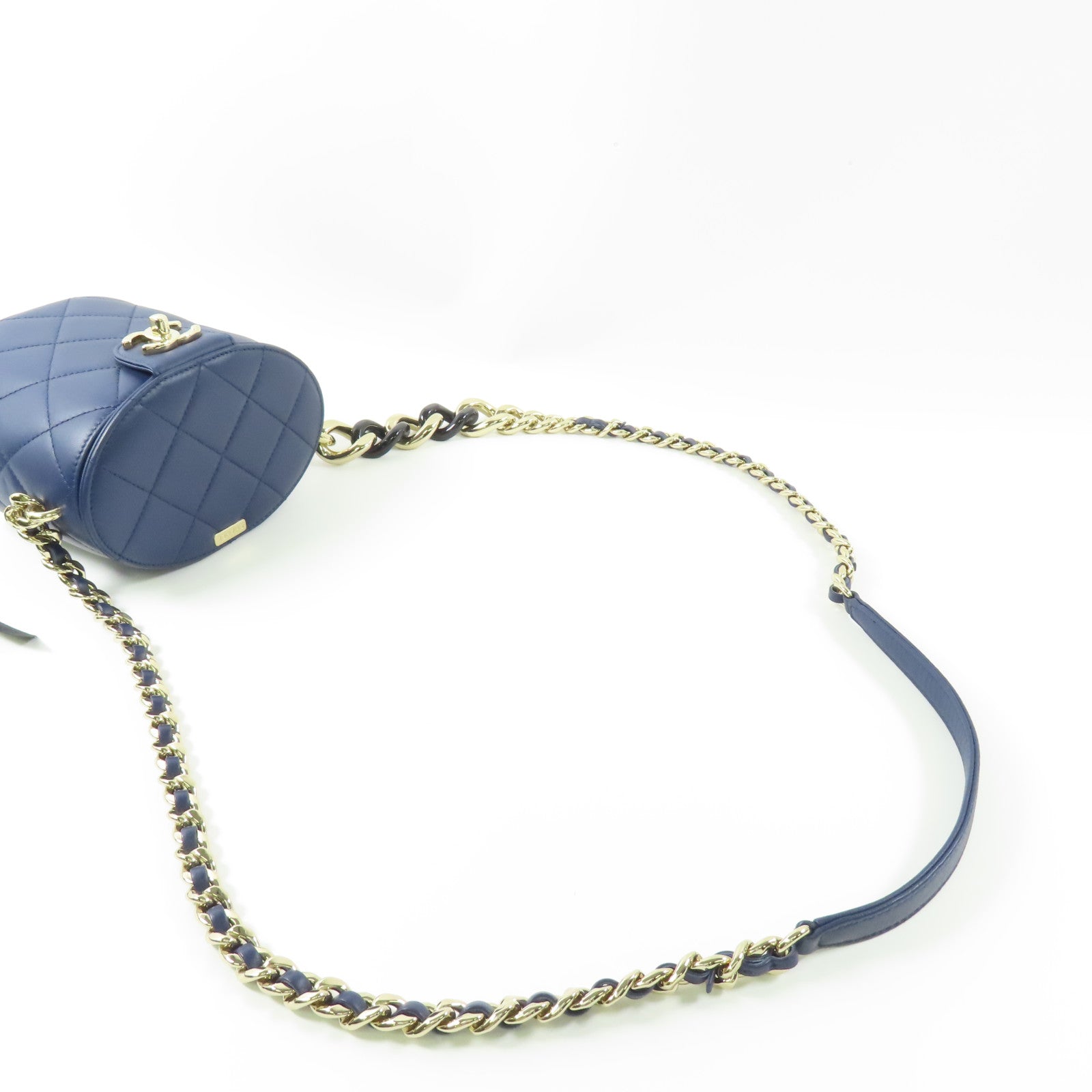 CHANEL 牛皮皮革Vanity Case 金扣鏈帶肩背袋