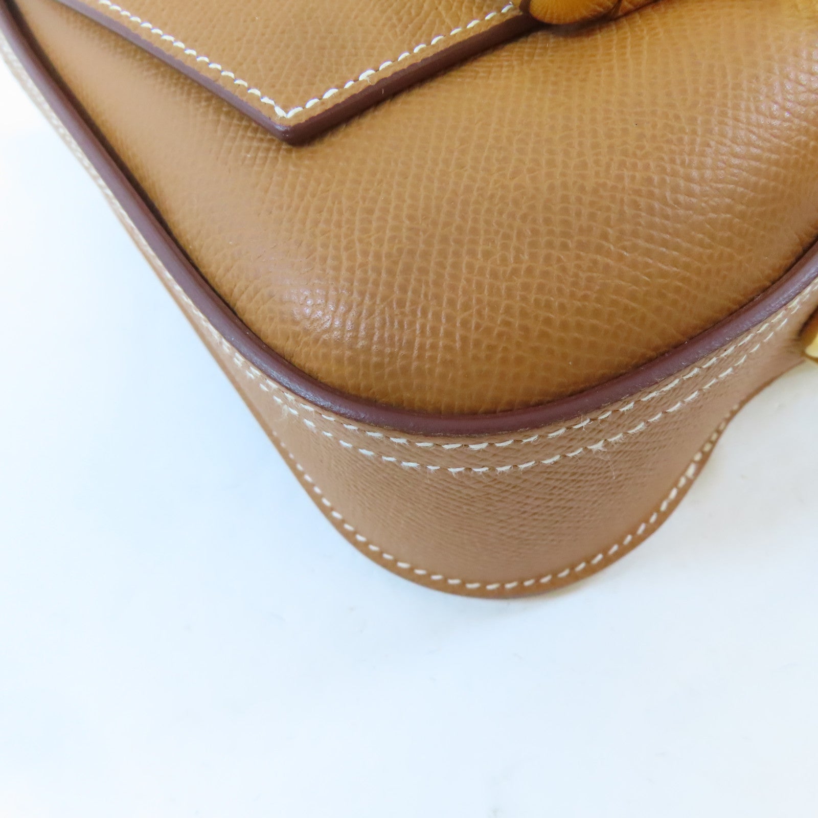 HERMES Epsom皮革Mini Della Caralleria金扣肩背袋Gold/棕色