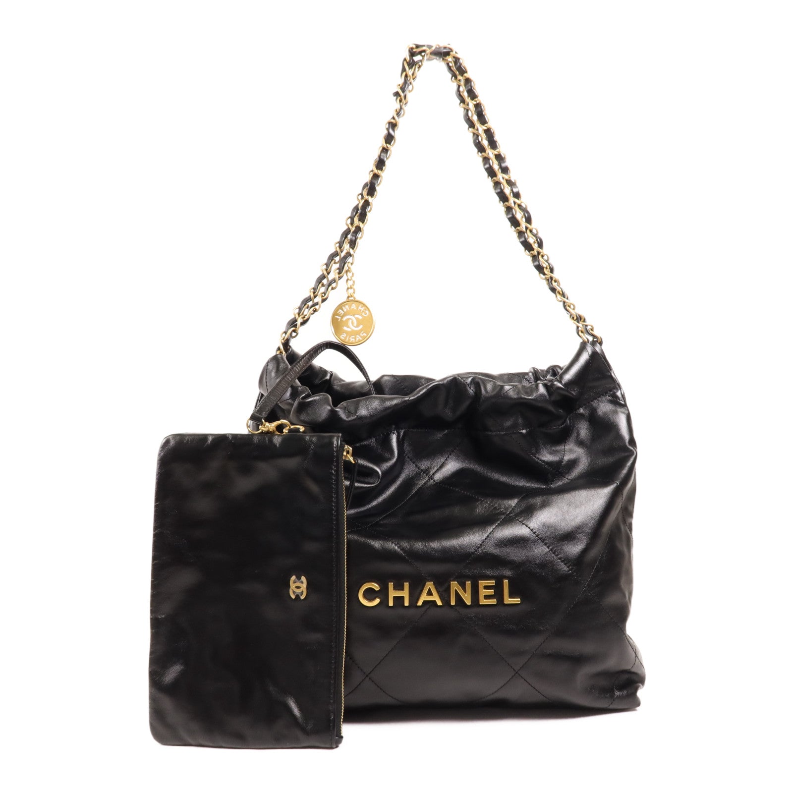 CHANEL 牛皮皮革Chanel 22 Small金扣鏈帶肩背袋