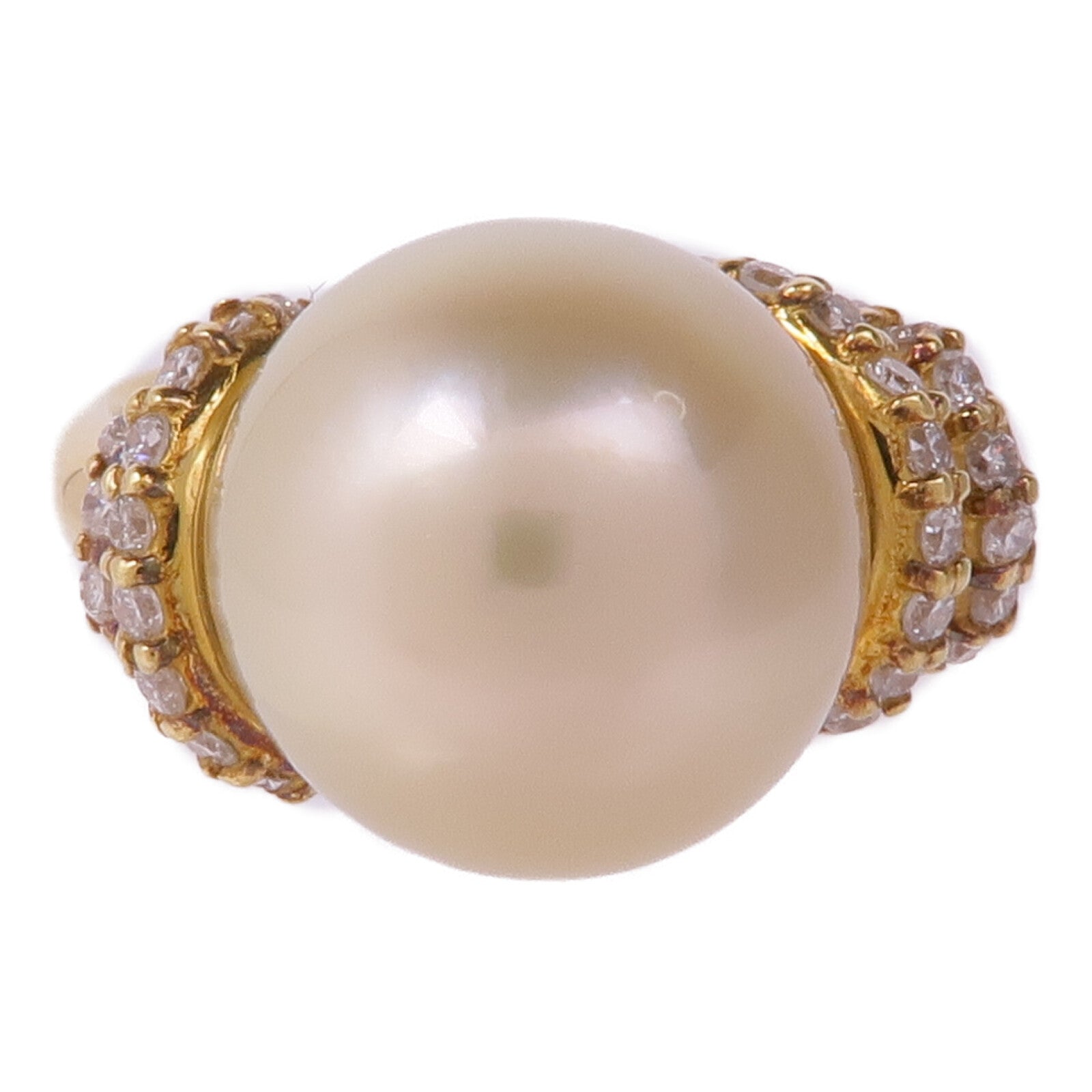 JEWELRY 18K黃金South Sea Pearl Diamond Ring珍珠/鑽石戒指US#5.25