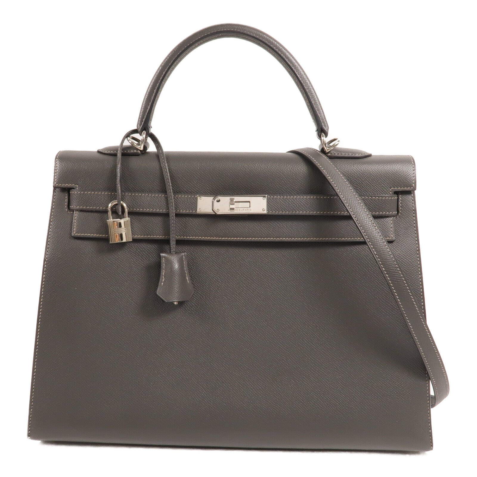 HERMES Epsom皮革Kelly 35手挽肩背兩用袋Graphite