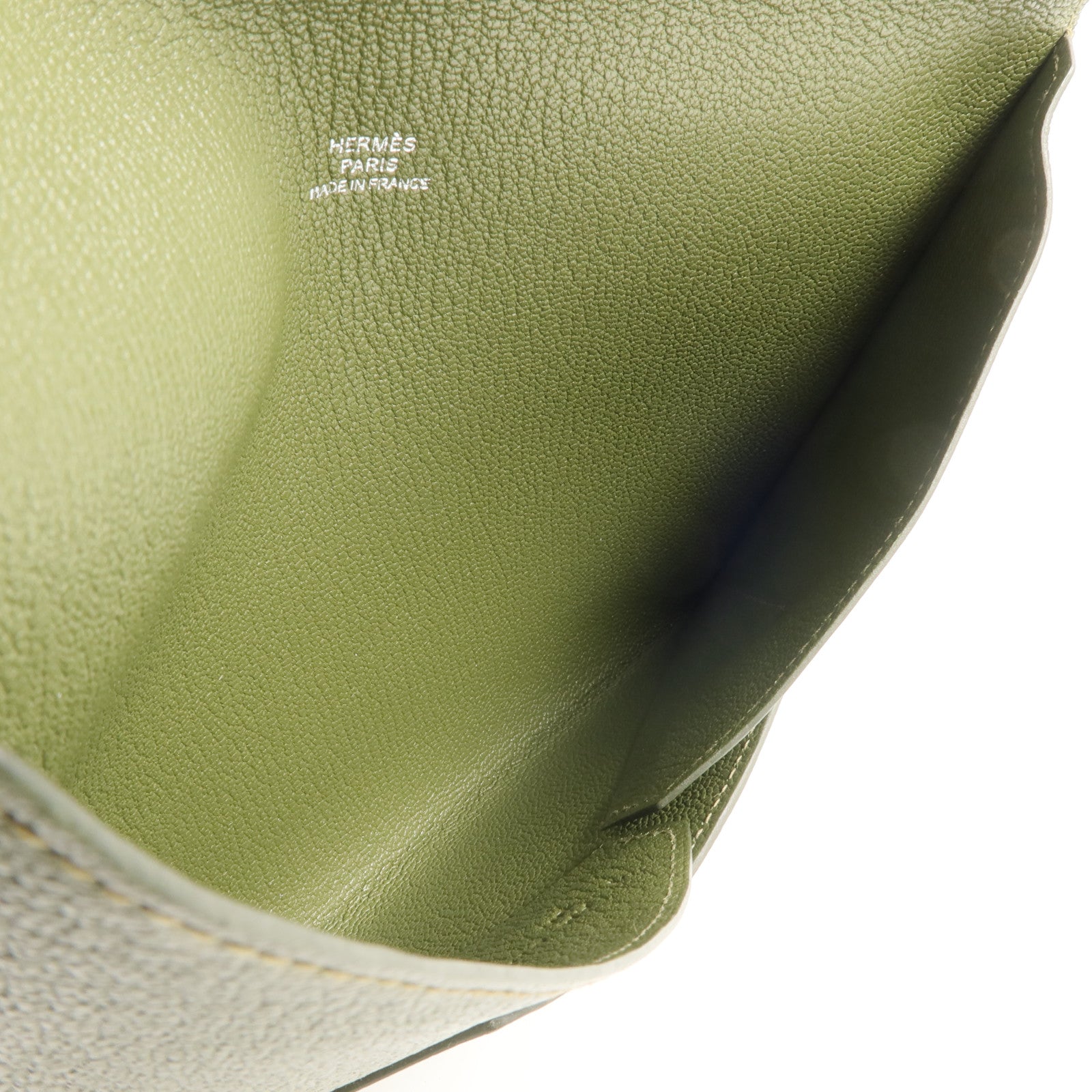 HERMES Chevre皮革Envelope Trio手拿包Vert Olive/Vert Verone/Bleu Azteque