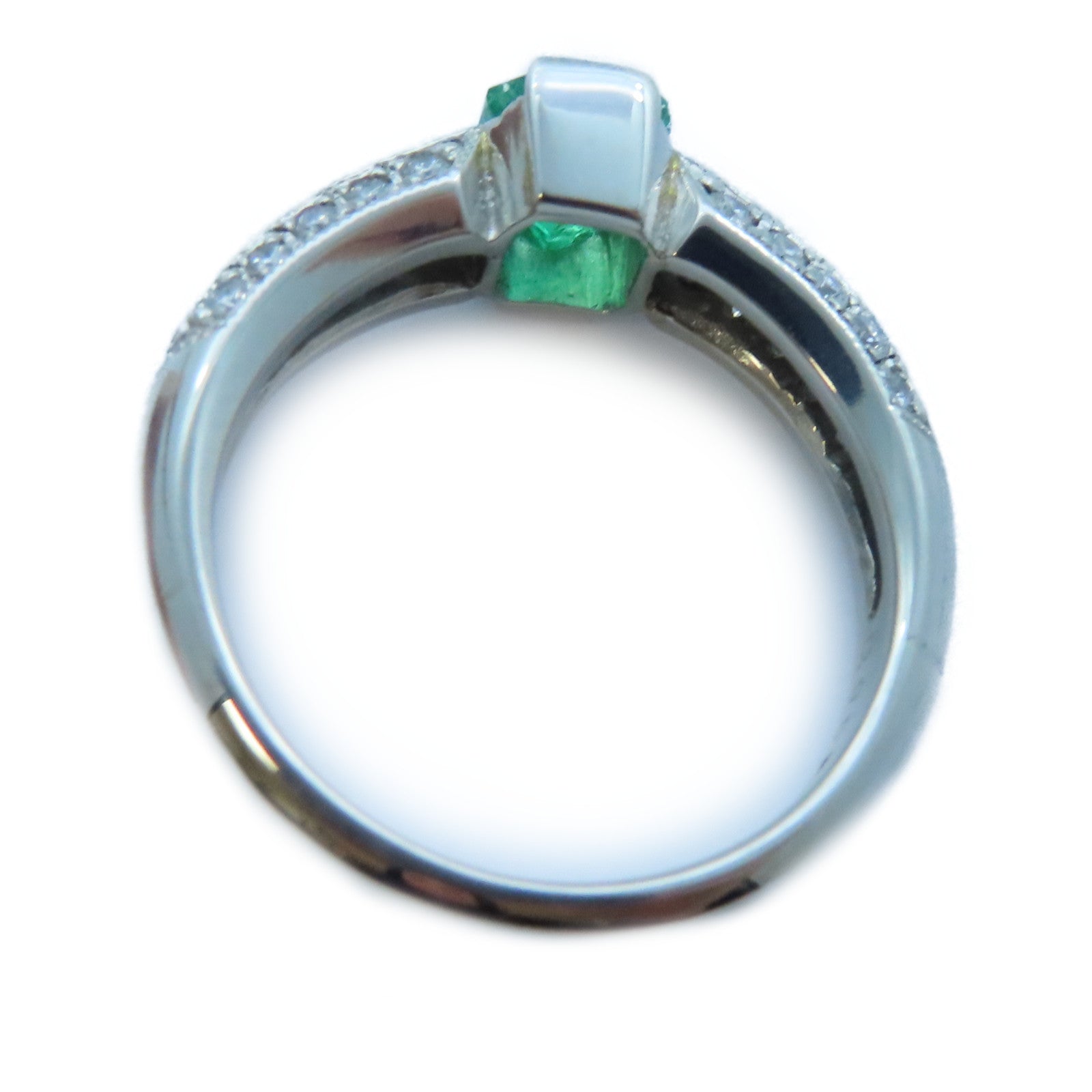 JEWELRY PT900白金Emerald/Diamond Ring 0.95ct綠寶石/0.457ct鑽石戒指US#6.5