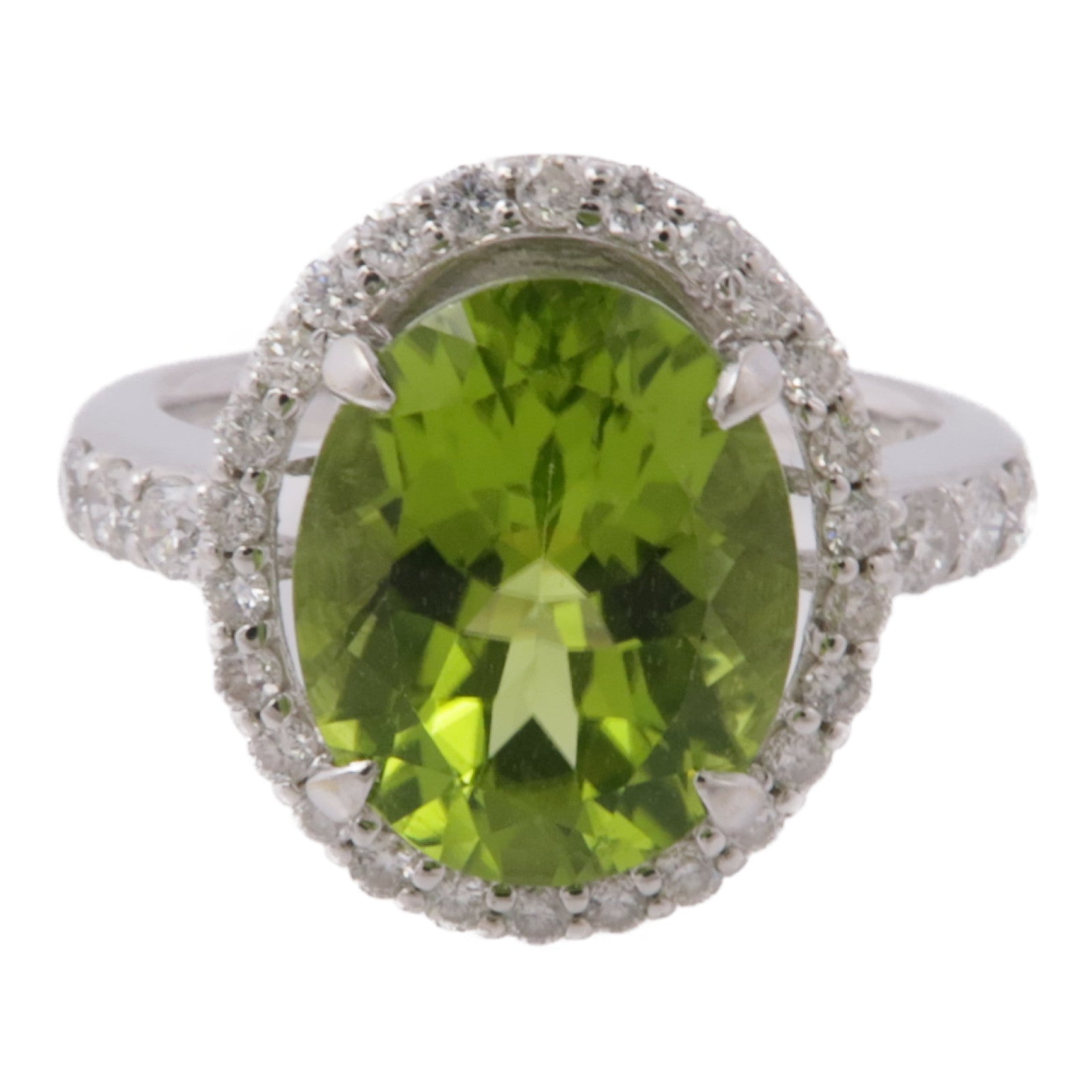 JEWELRY 18K白金Peridot/Diamond Ring橄欖石/鑽石戒指US#6