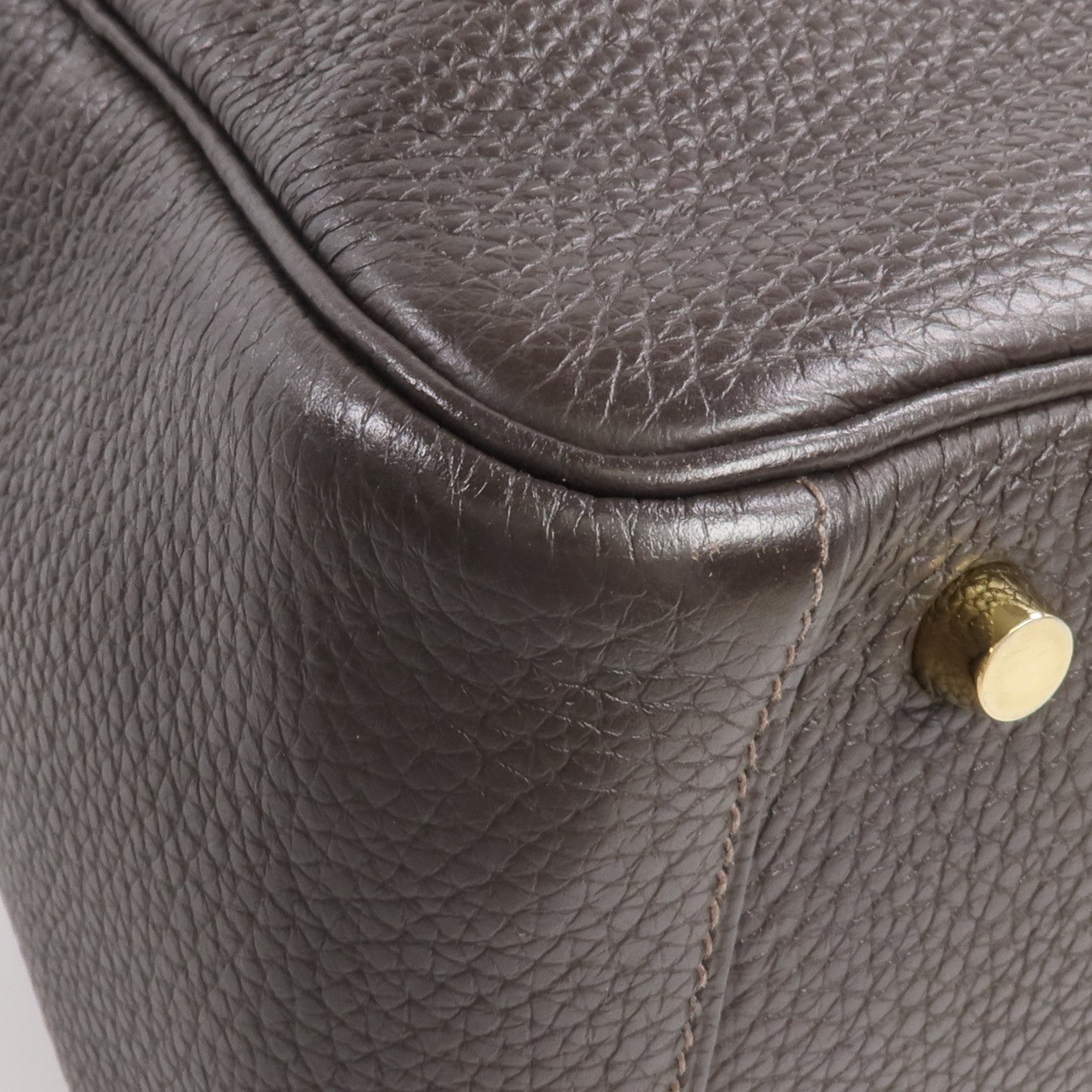 HERMES Clemence皮革Lindy 26金扣手挽肩背兩用袋Ebene