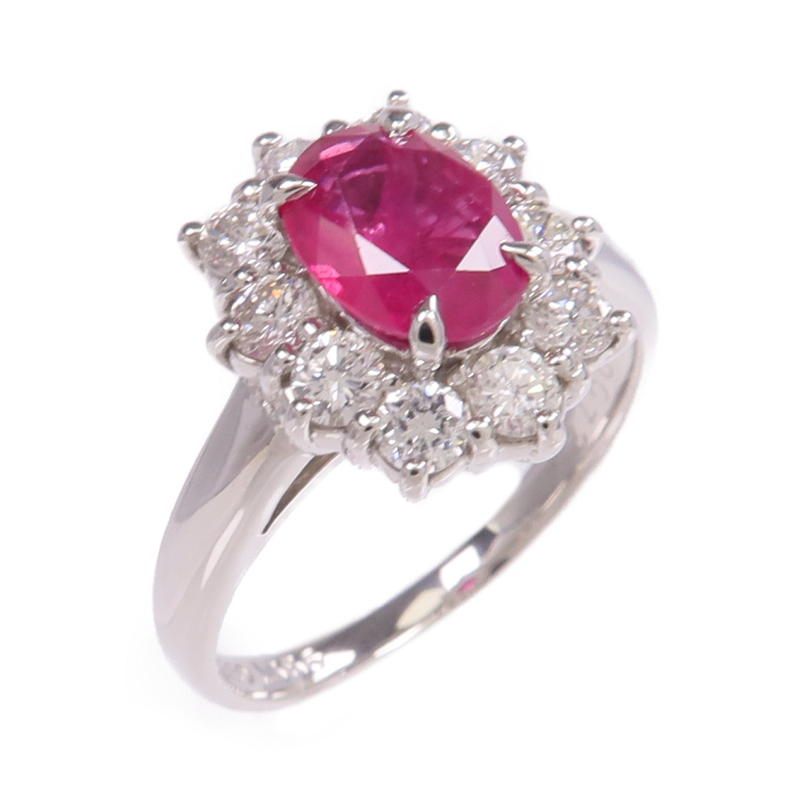 JEWELRY PT850鉑金Ruby Diamond Ring紅寶石/鑽石戒指US#7