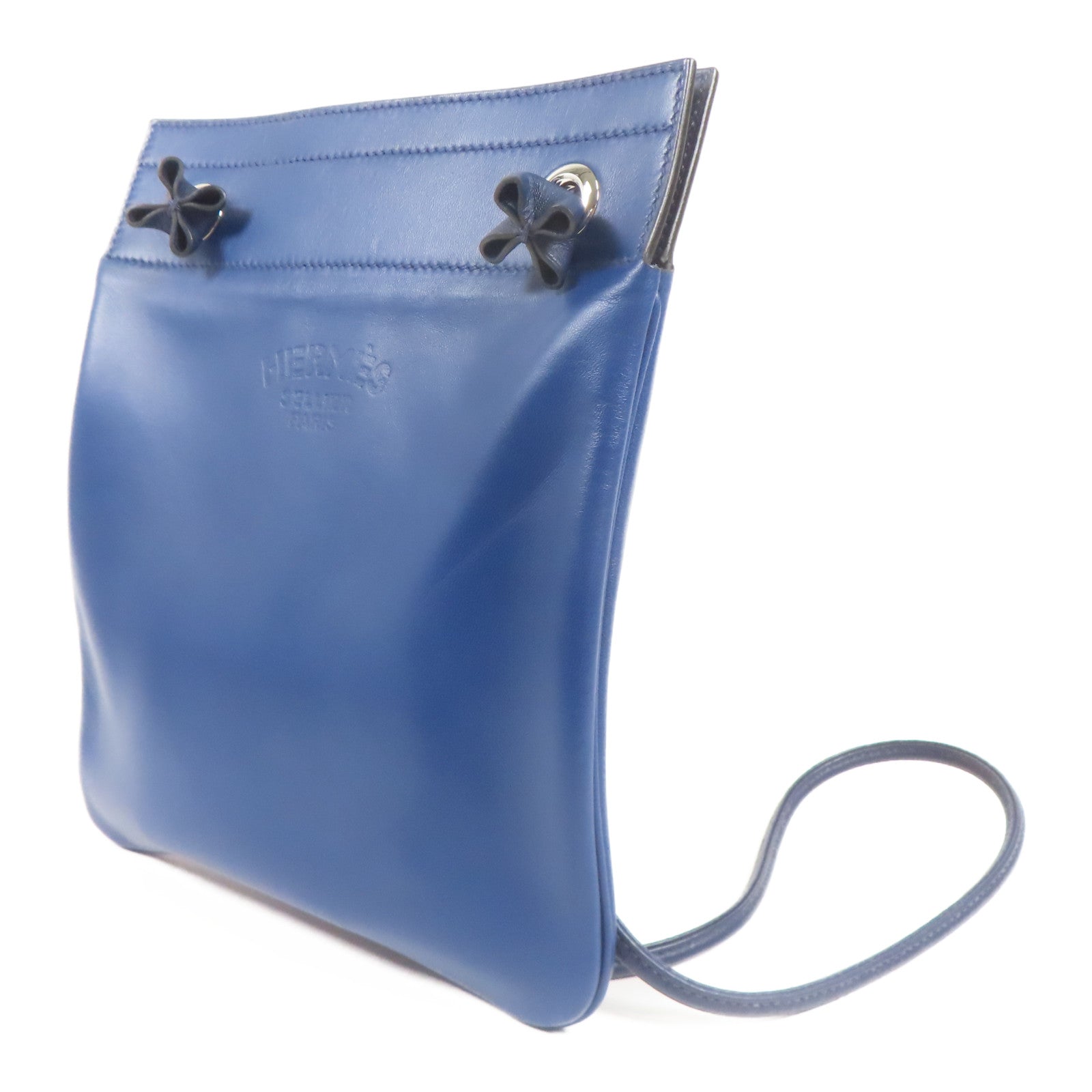 HERMES Swift皮革Aline Mini銀扣肩背袋Deep Blue