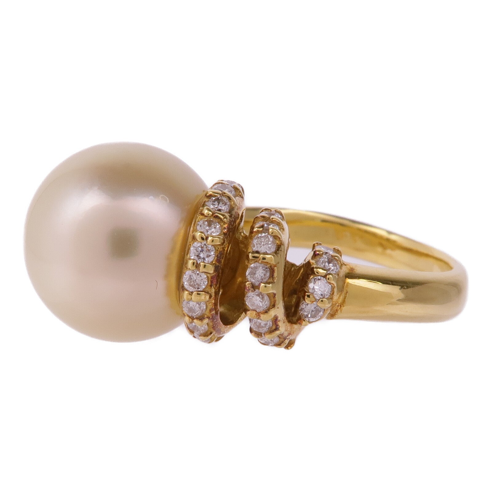 JEWELRY 18K黃金South Sea Pearl Diamond Ring珍珠/鑽石戒指US#5.25
