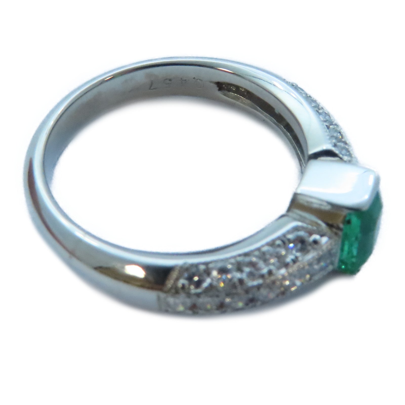 JEWELRY PT900白金Emerald/Diamond Ring 0.95ct綠寶石/0.457ct鑽石戒指US#6.5