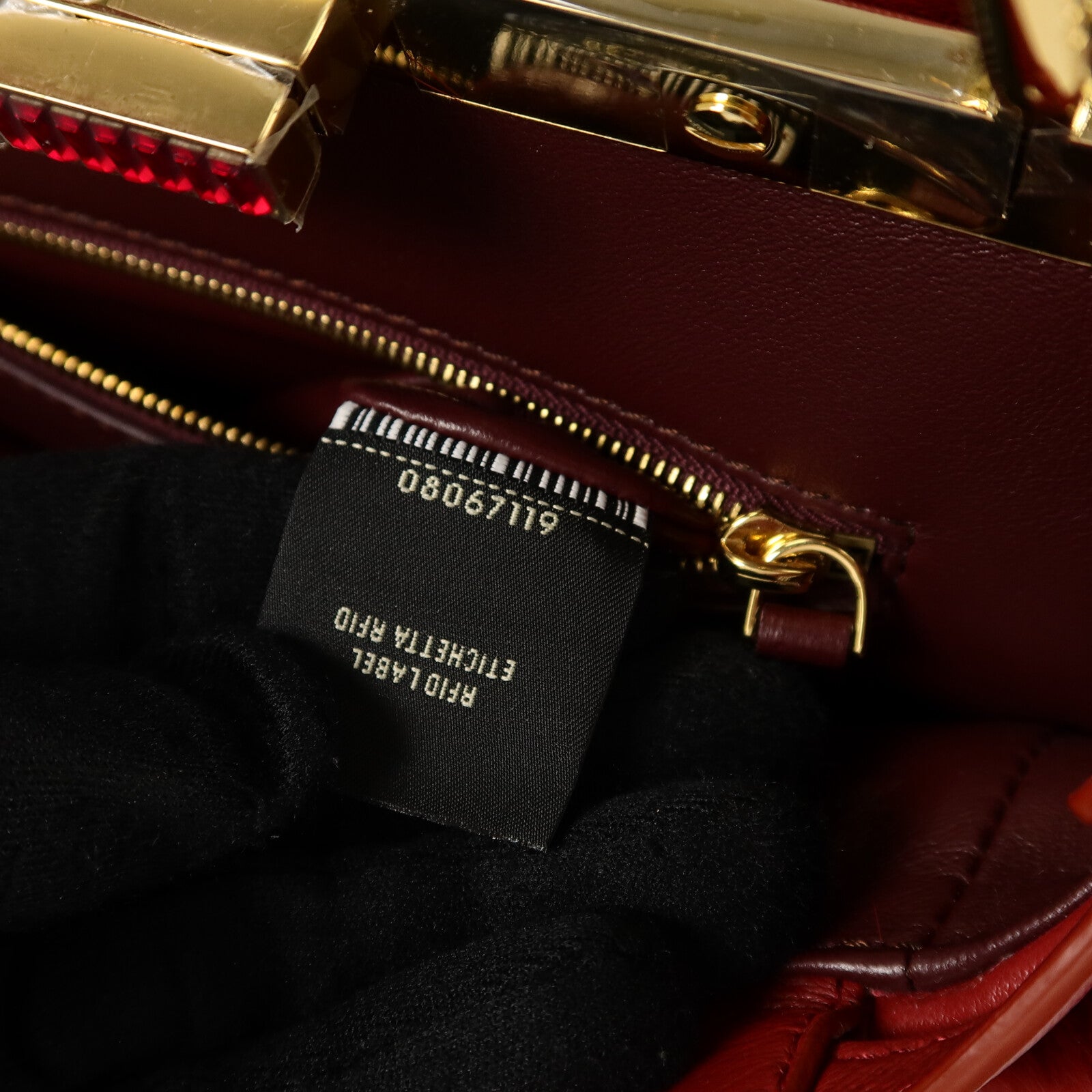FENDI Mink/牛皮皮革Mini Peekaboo手挽肩背兩用袋