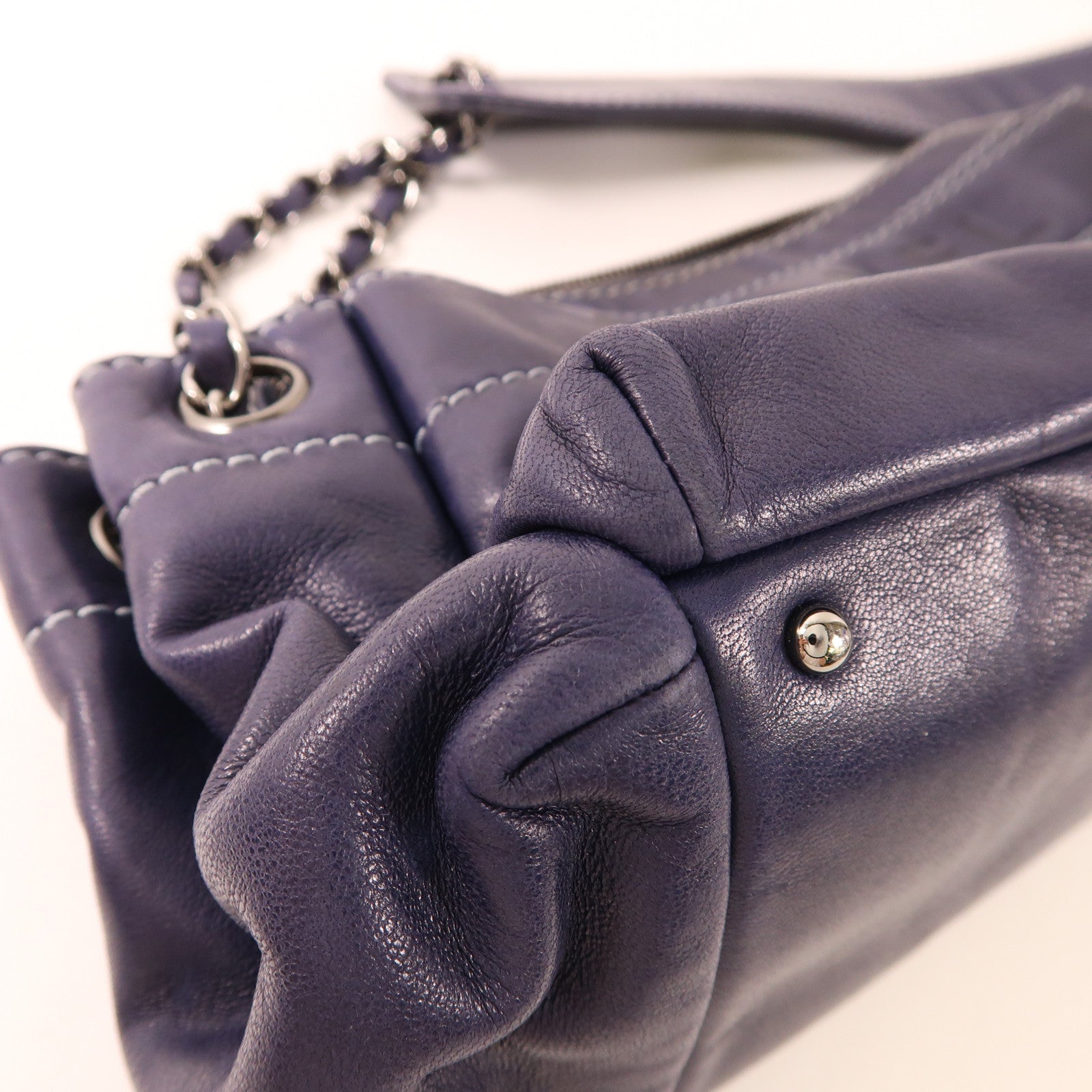 CHANEL 羊皮皮革Vintage Shoulder Bag銀扣鏈帶肩背袋