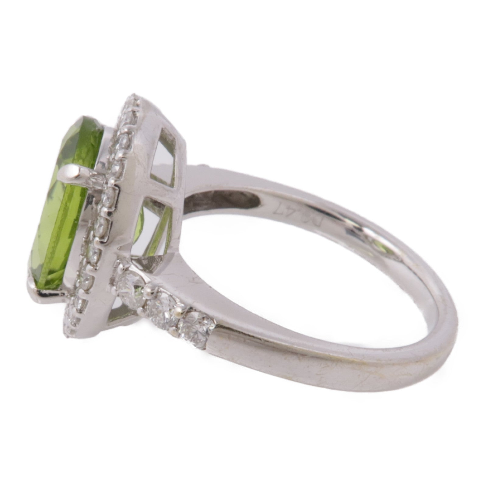 JEWELRY 18K白金Peridot/Diamond Ring橄欖石/鑽石戒指US#6