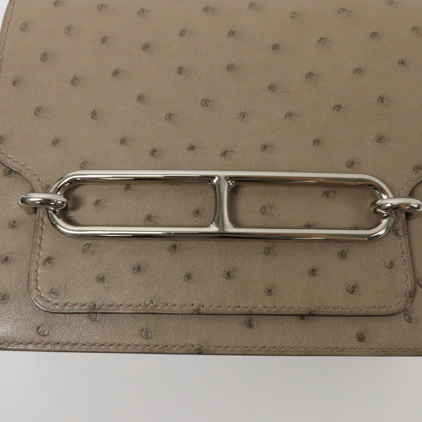 HERMES 鴕鳥皮革Roulis Mini肩背袋Gris Asphalt