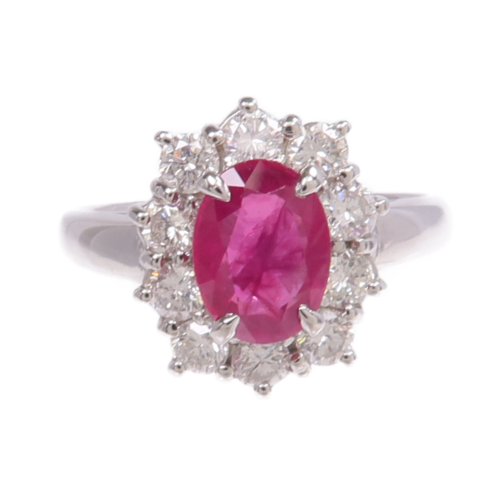 JEWELRY PT850鉑金Ruby Diamond Ring紅寶石/鑽石戒指US#7