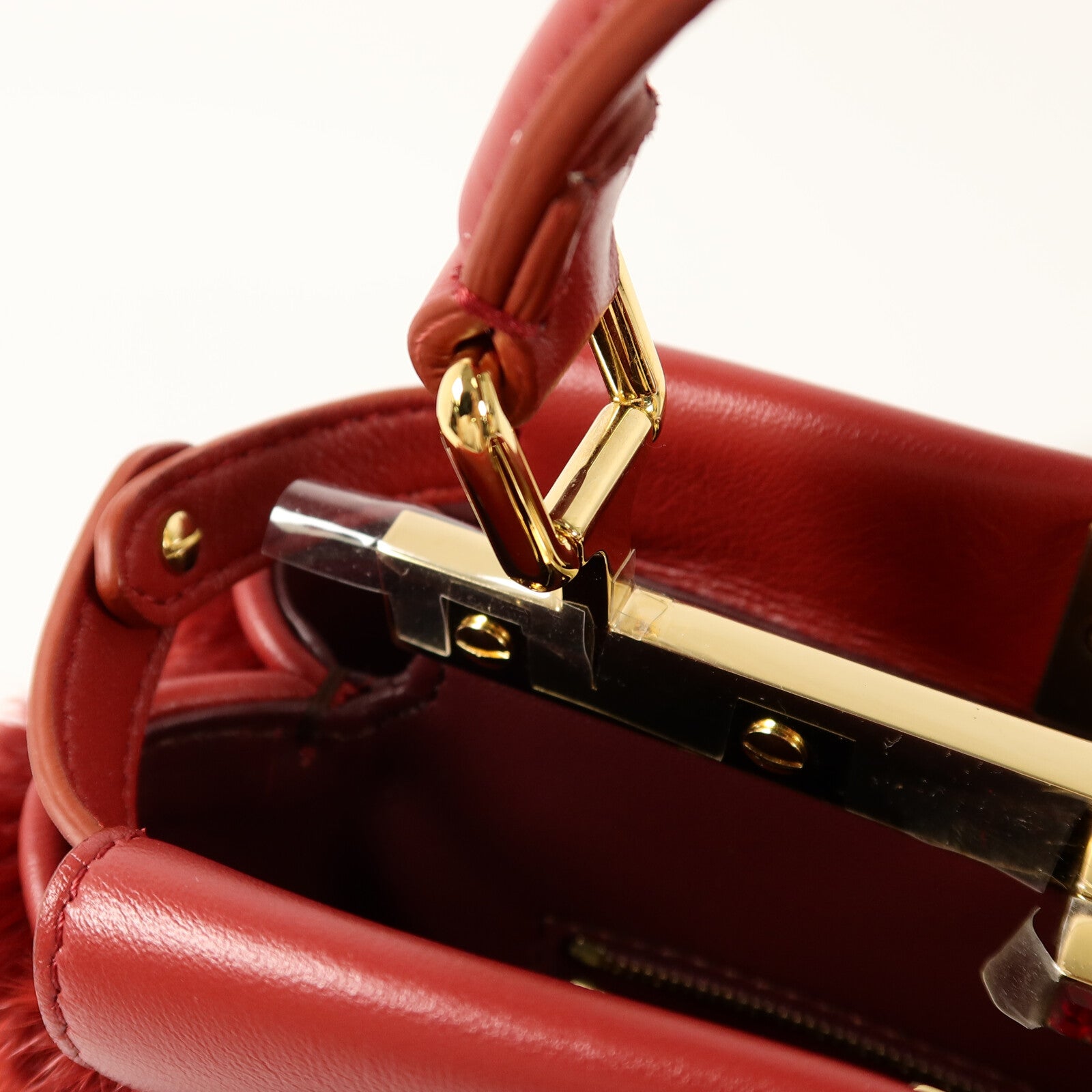 FENDI Mink/牛皮皮革Mini Peekaboo手挽肩背兩用袋