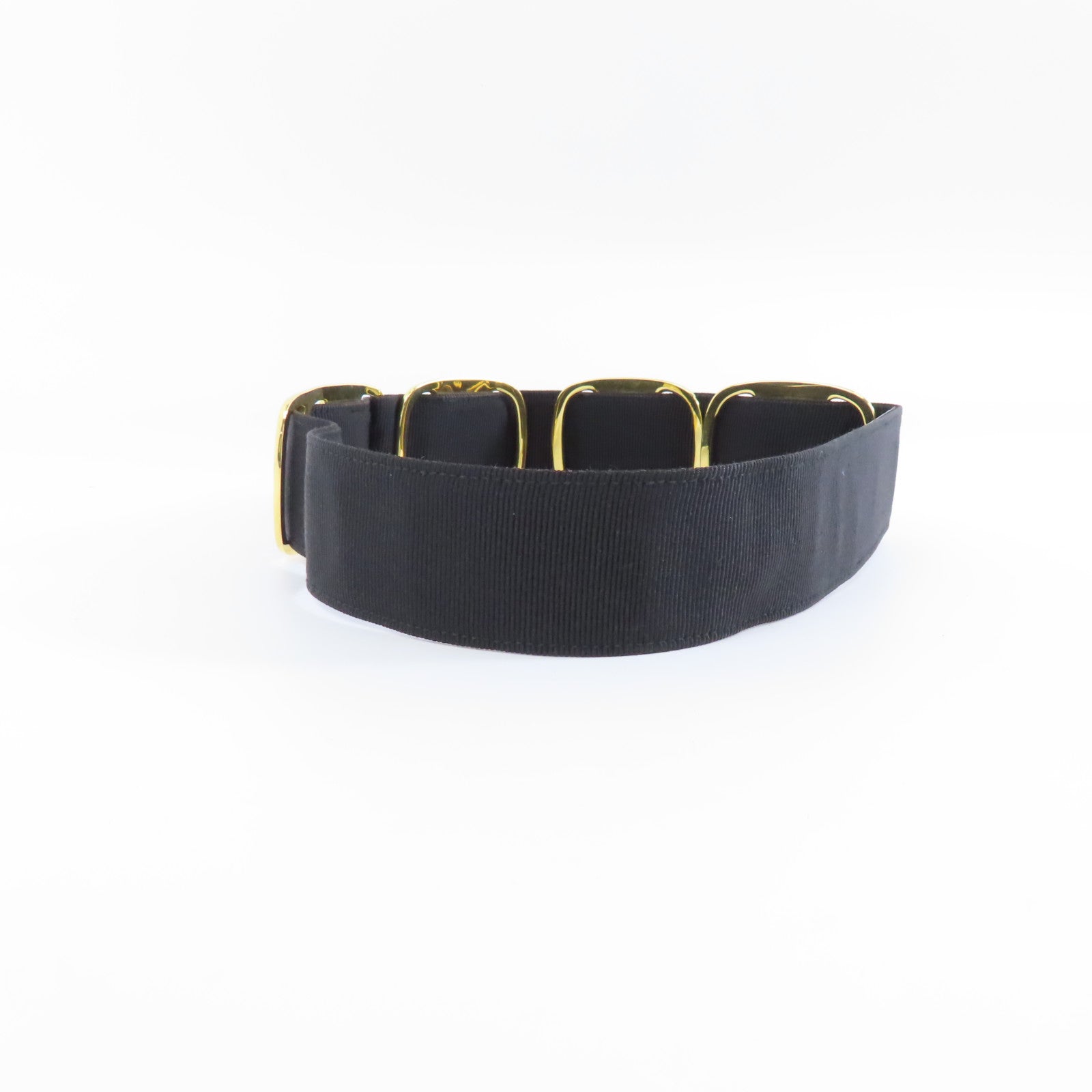 Salvatore Ferragamo 棉/Viscose Belt金扣皮帶黑色