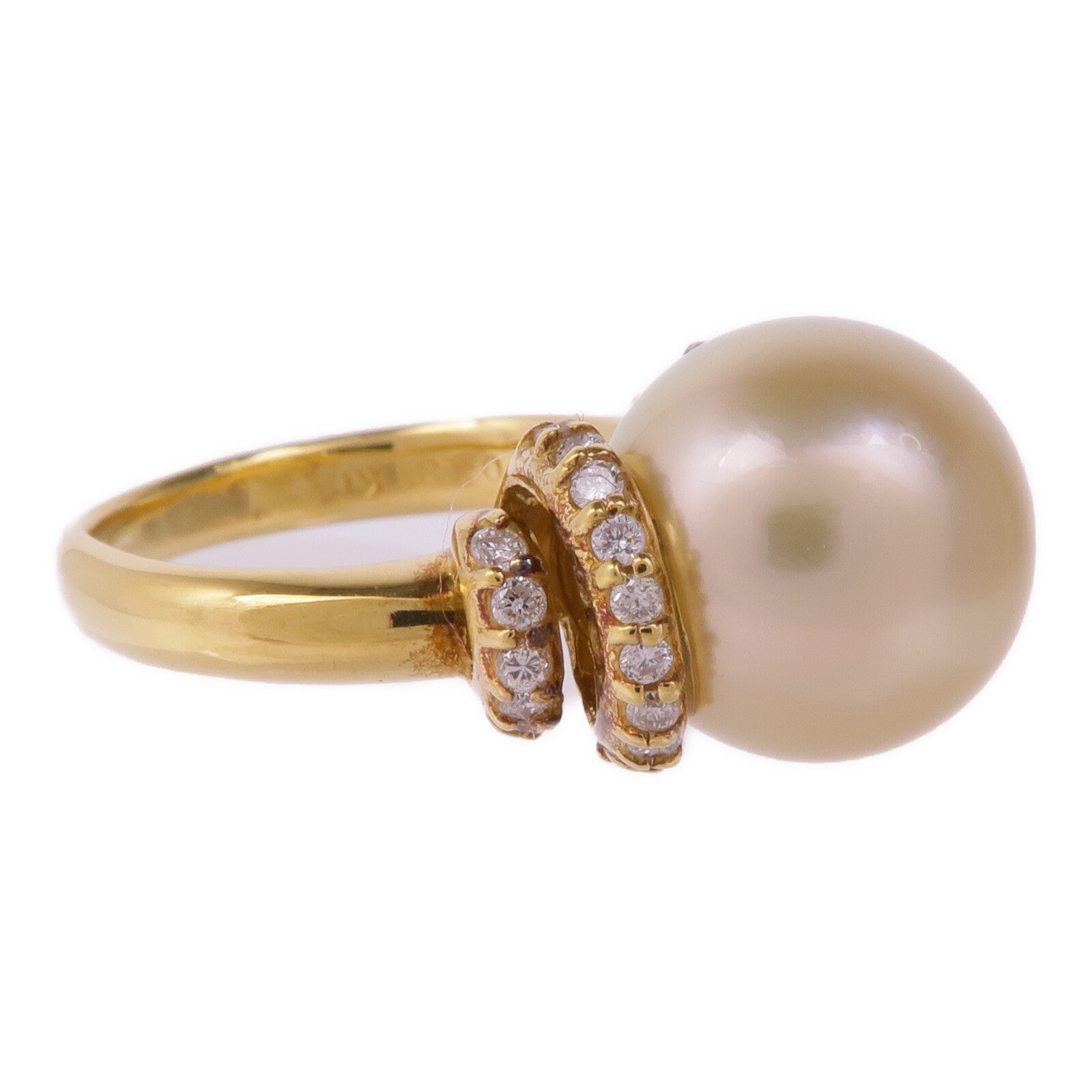 JEWELRY 18K黃金South Sea Pearl Diamond Ring珍珠/鑽石戒指US#5.25