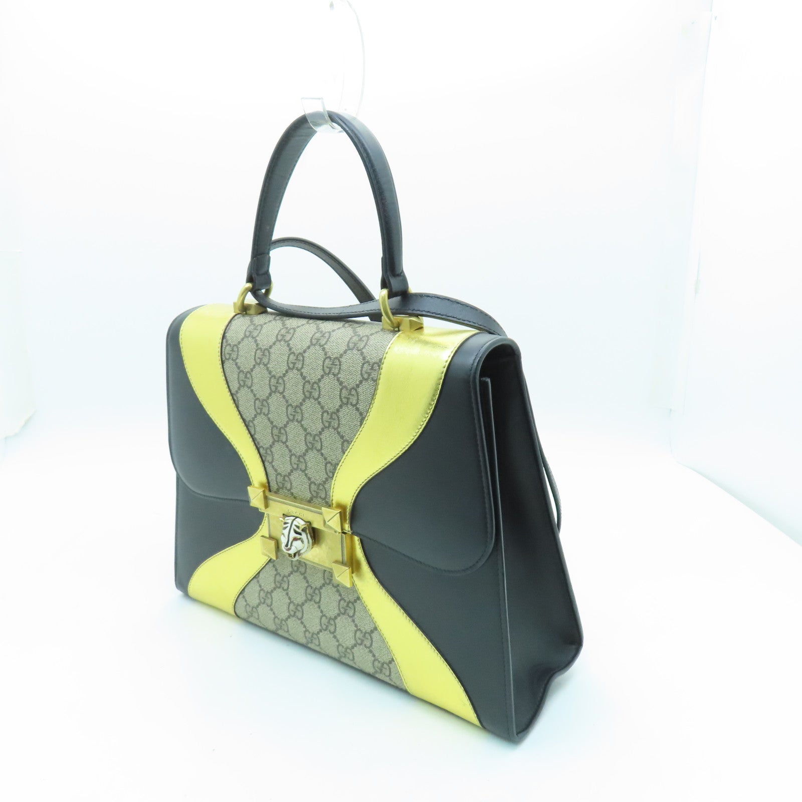 GUCCI 【清倉大減價】皮革/塗層帆布2way Shoulder Bag金扣手挽肩背兩用袋黑色