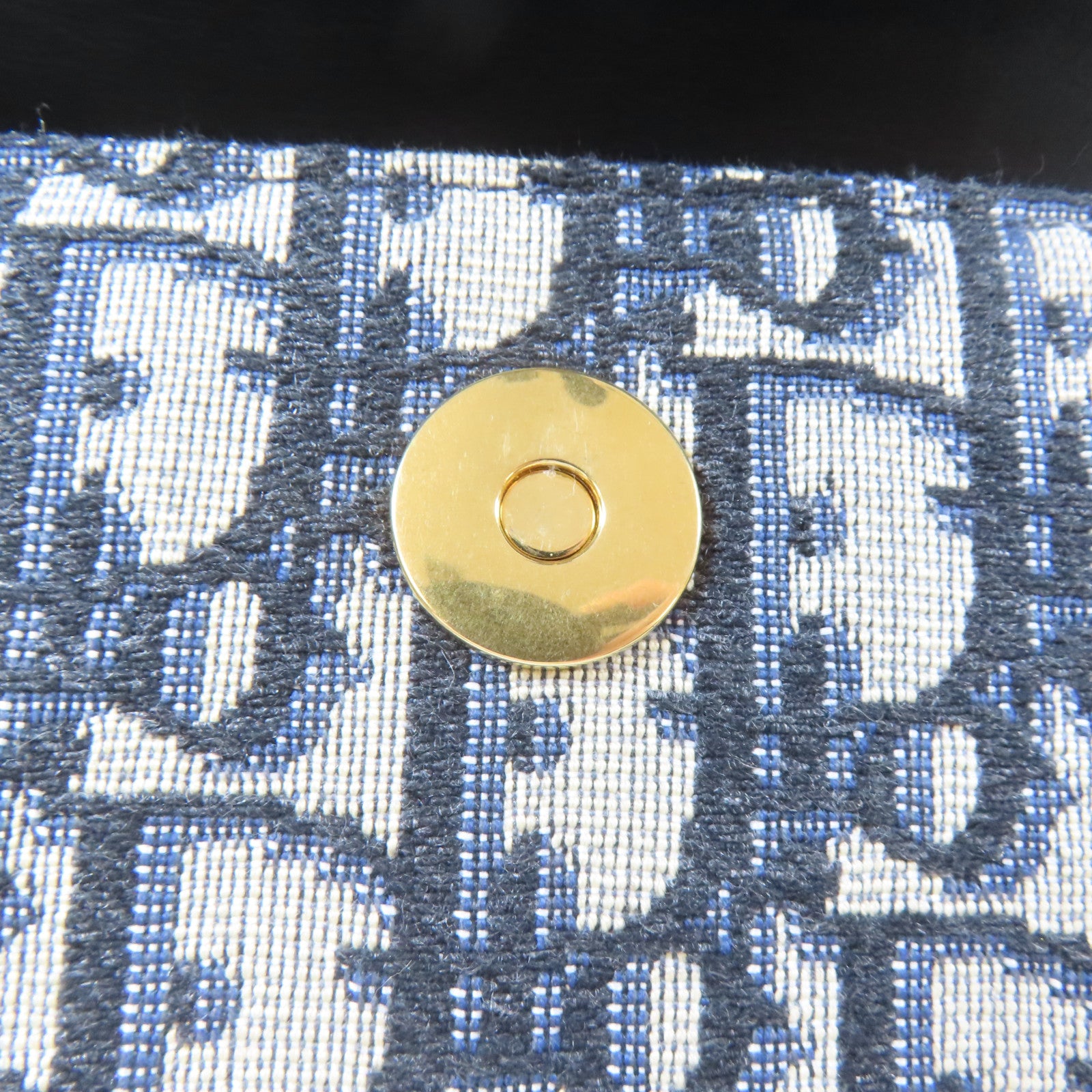 Dior 帆布Saddle Pouch金扣肩背袋藍色