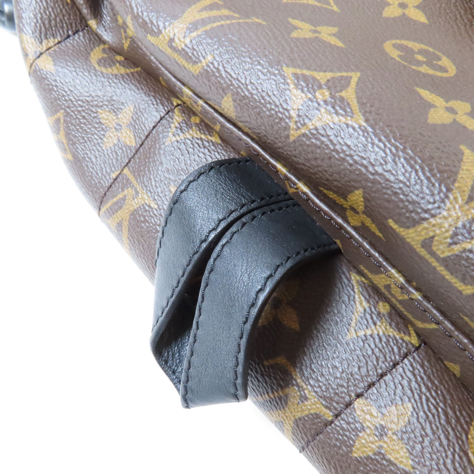 LOUIS VUITTON Monogram Macassar Palm Springs MM金扣背包啡色/黑色