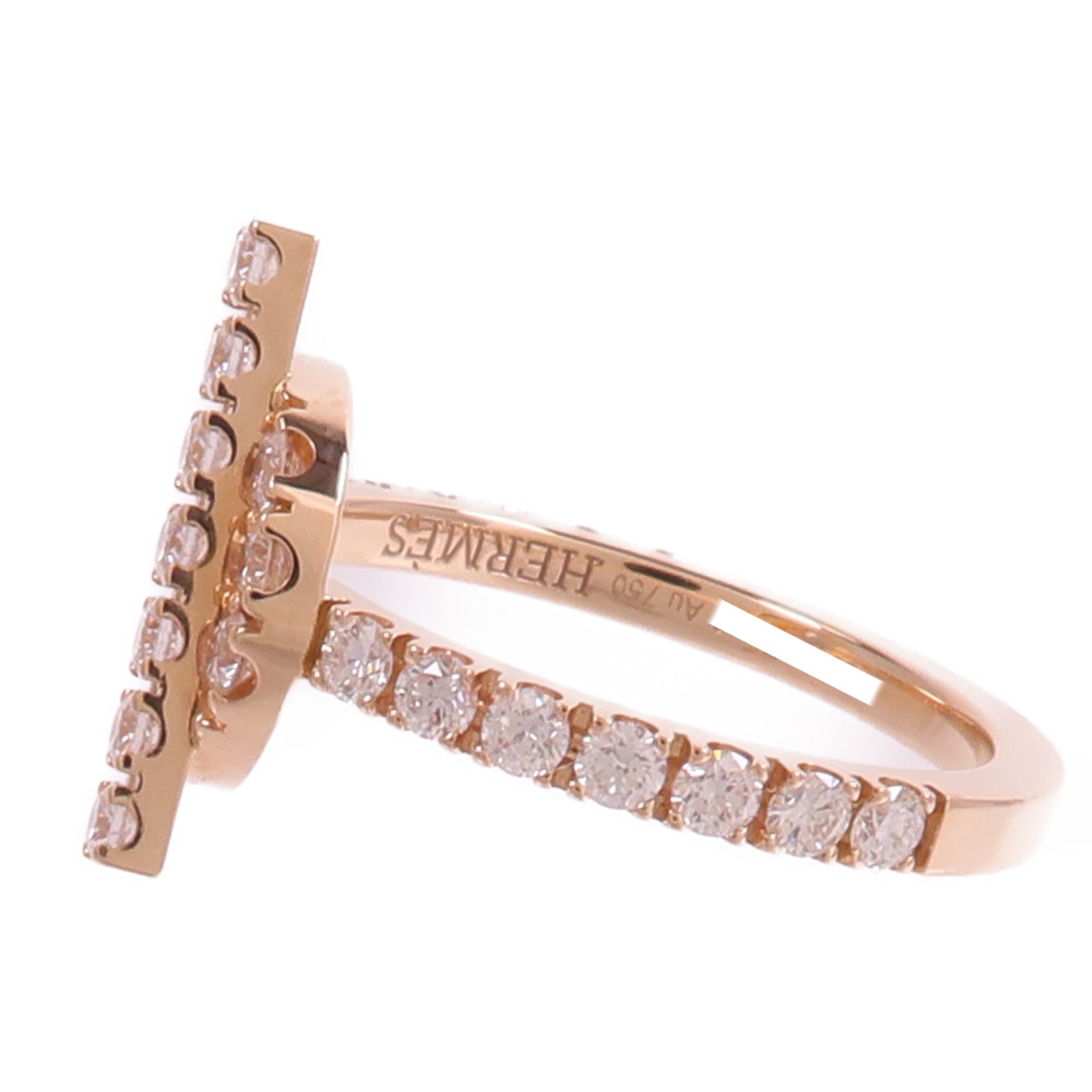 HERMES 18K玫瑰金Finesse Ring鑽石戒指