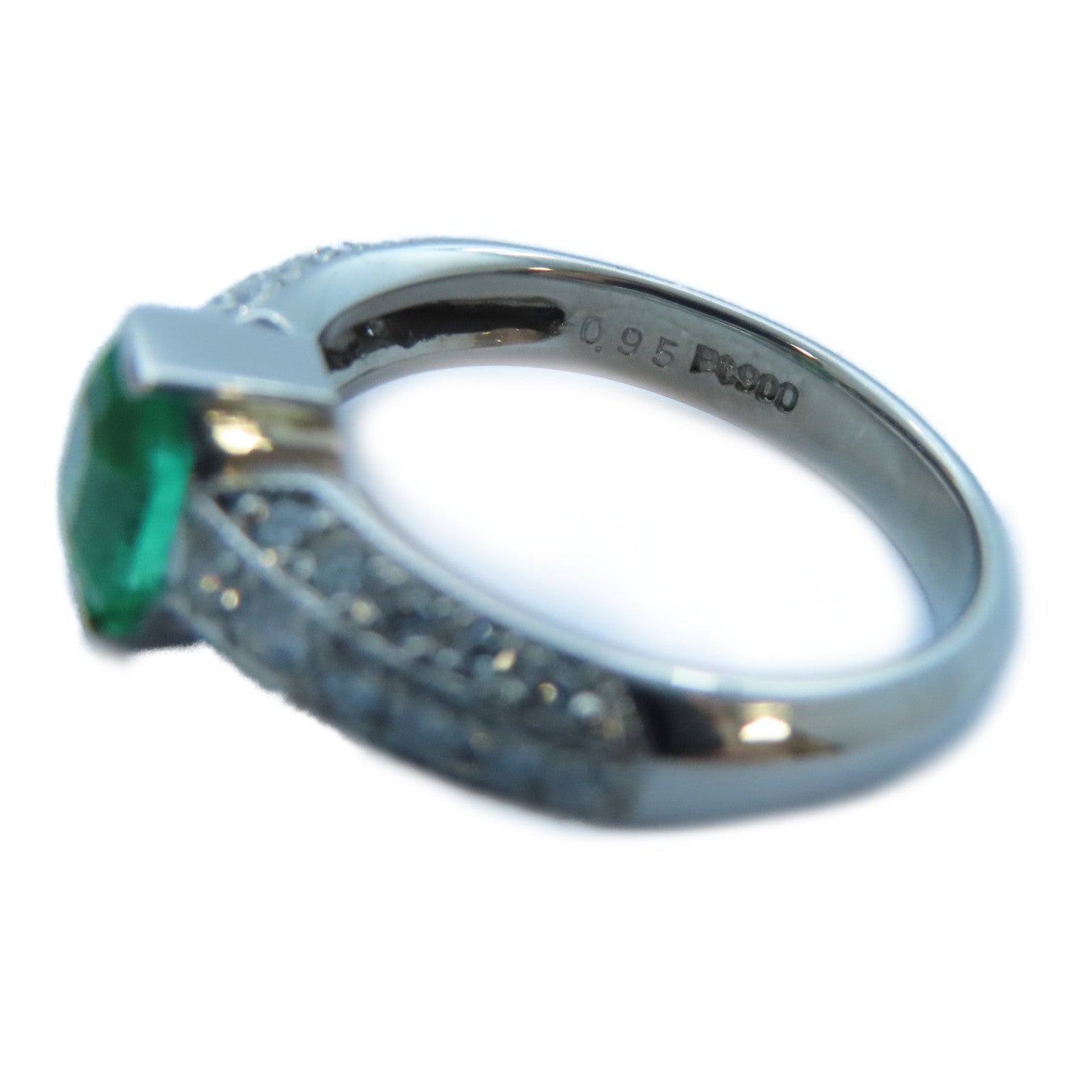 JEWELRY PT900白金Emerald/Diamond Ring 0.95ct綠寶石/0.457ct鑽石戒指US#6.5