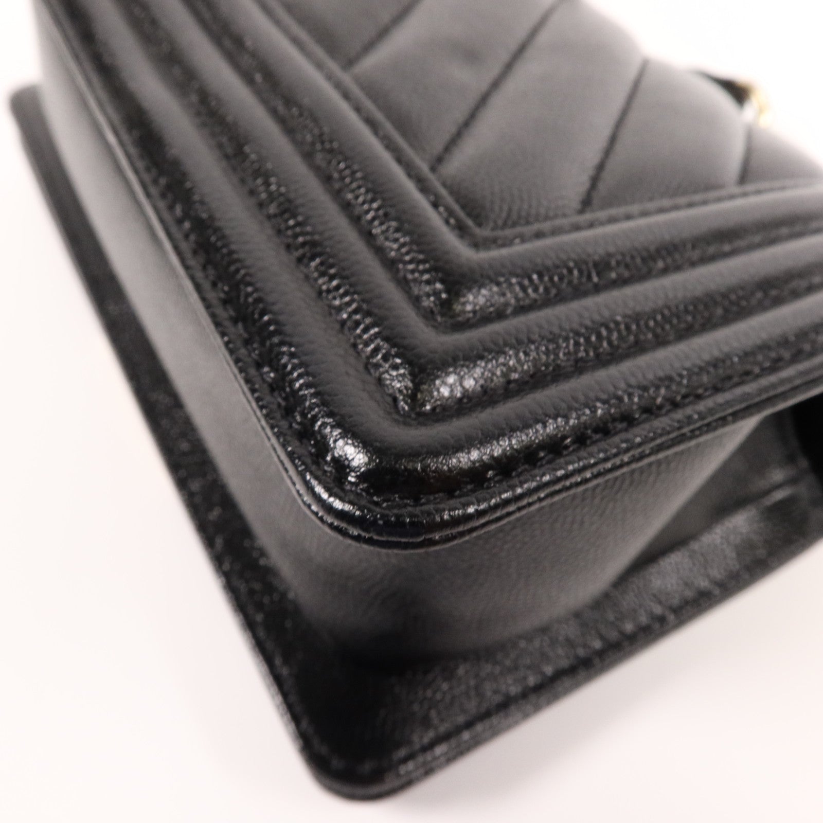 CHANEL 牛皮皮革Boy 20cm金扣鏈帶肩背袋