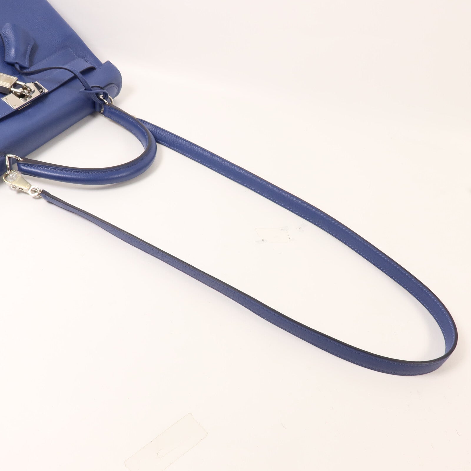 HERMES Evercolor皮革Kelly 28手挽肩背兩用袋Bleu Brighton/Orange Poppy