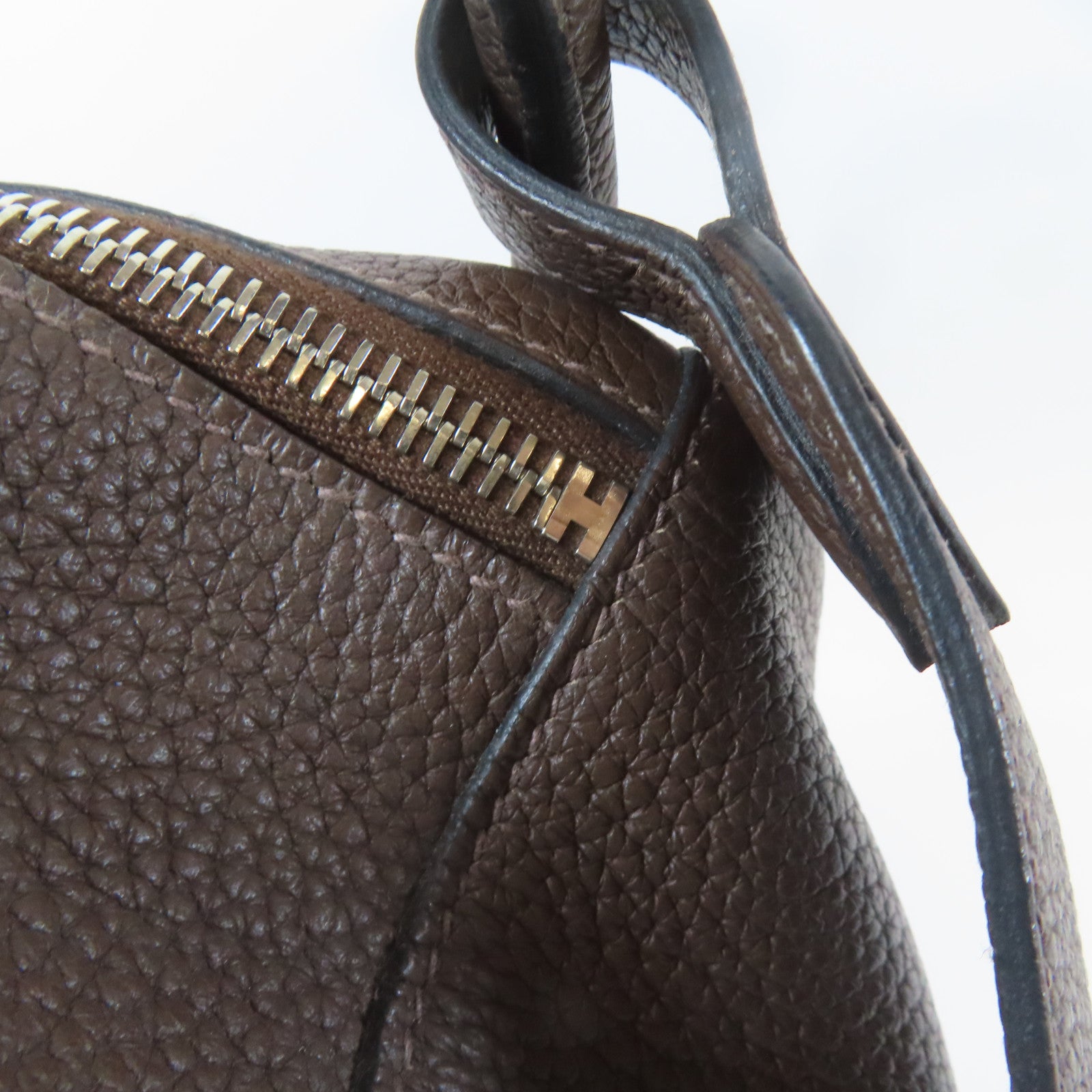 HERMES 【激減優惠】Clemence皮革Lindy 30銀扣肩背袋巧克力色