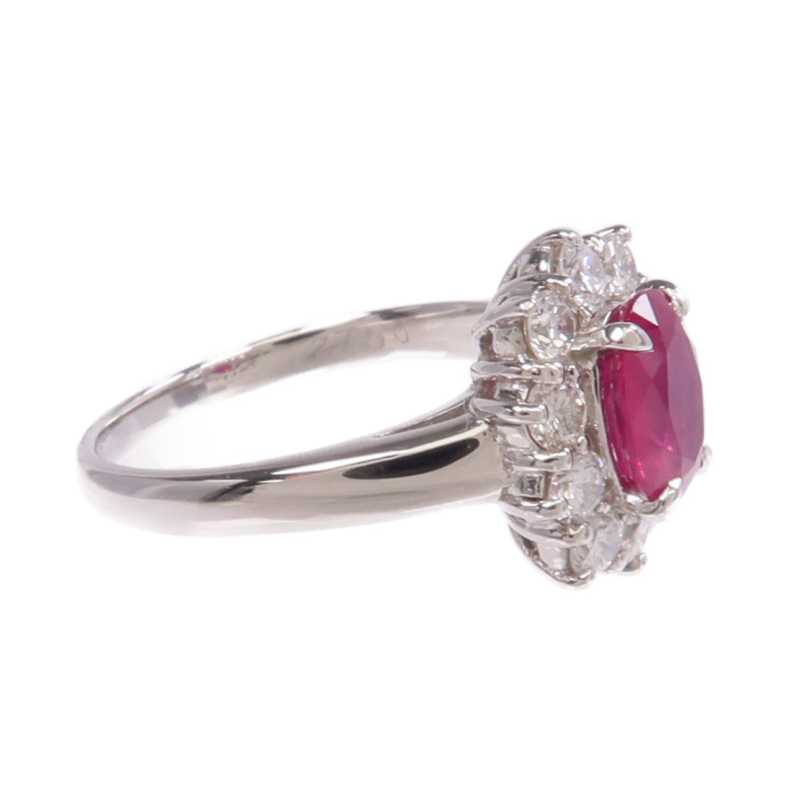 JEWELRY PT850鉑金Ruby Diamond Ring紅寶石/鑽石戒指US#7