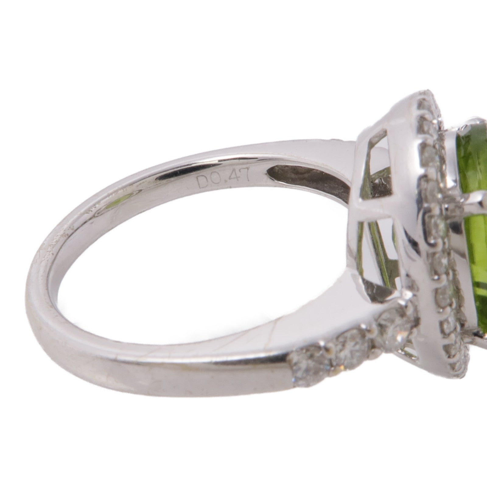 JEWELRY 18K白金Peridot/Diamond Ring橄欖石/鑽石戒指US#6