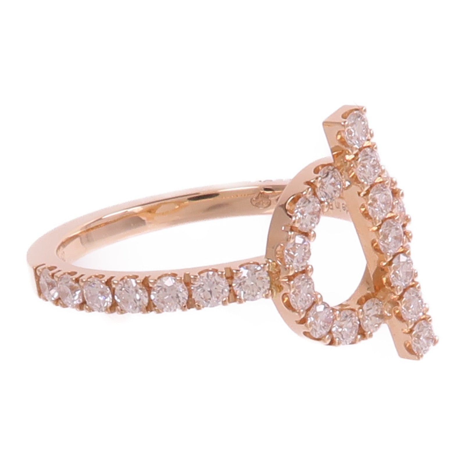 HERMES 18K玫瑰金Finesse Ring鑽石戒指