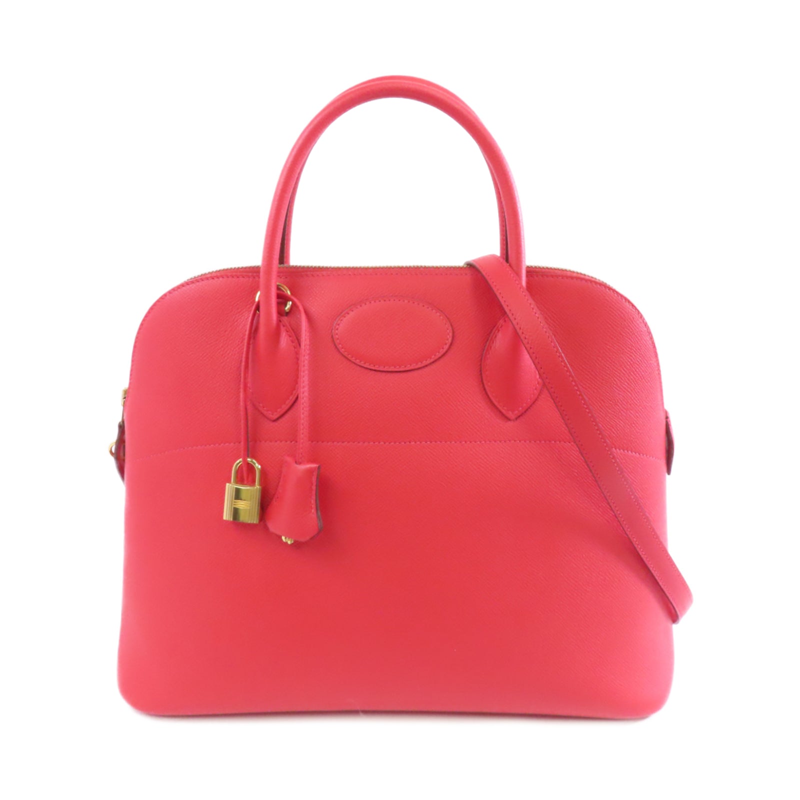 HERMES Epsom皮革Bolide 35金扣手挽肩背兩用袋紅色