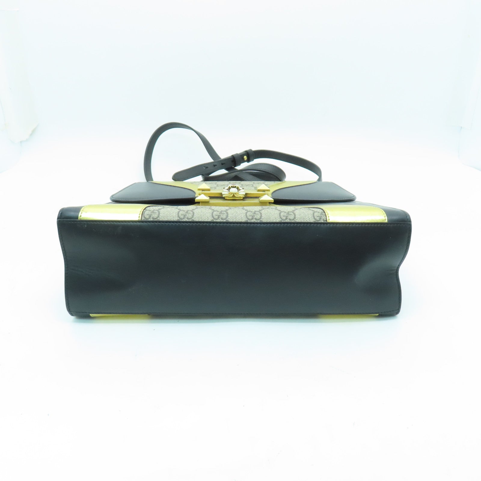 GUCCI 【清倉大減價】皮革/塗層帆布2way Shoulder Bag金扣手挽肩背兩用袋黑色