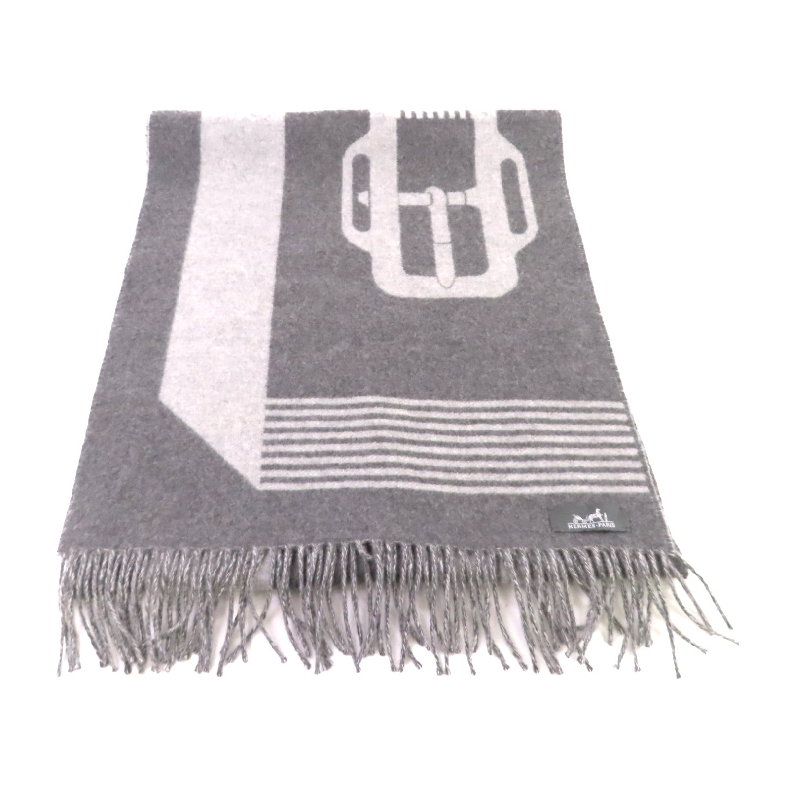 HERMES 羊絨Scarf圍巾灰色