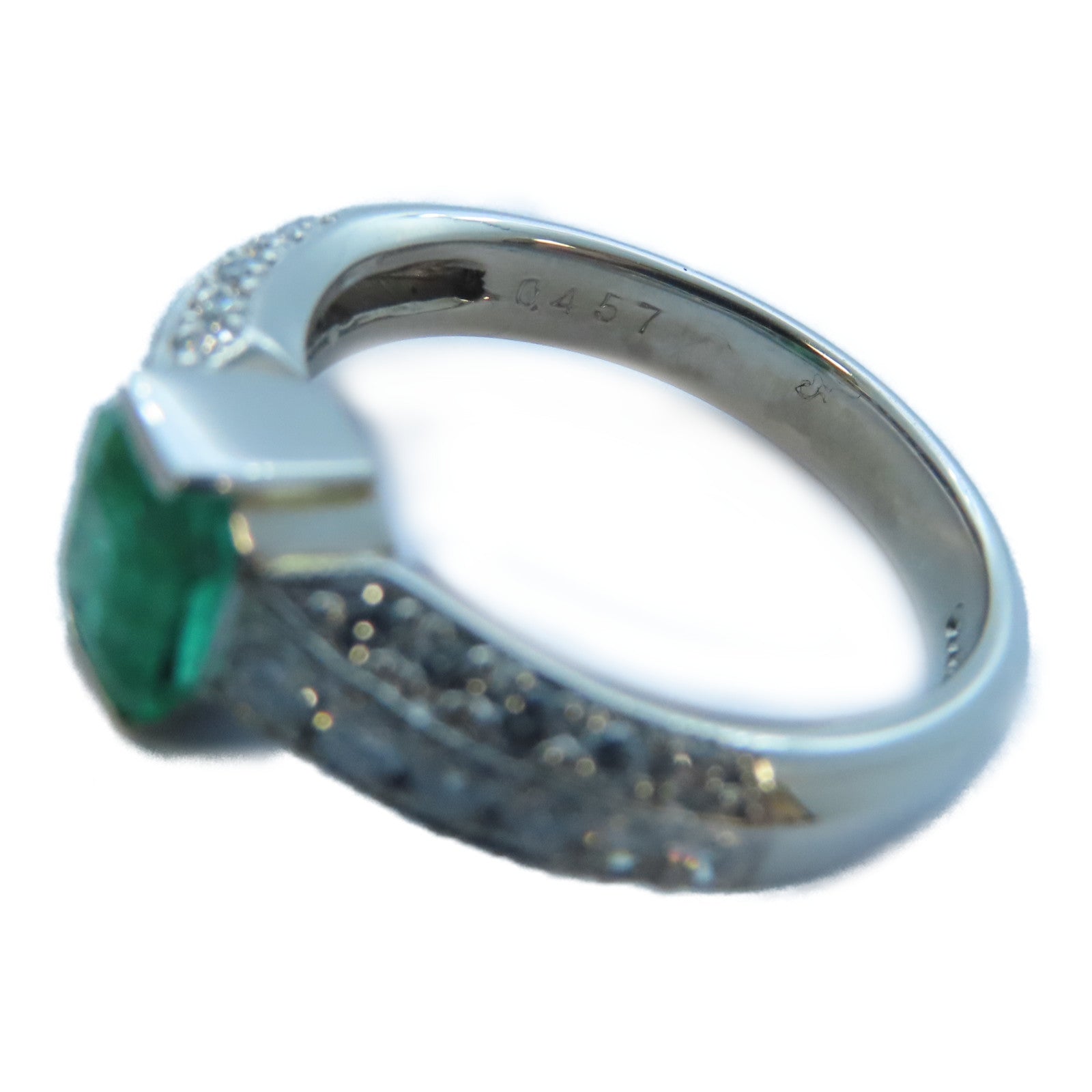 JEWELRY PT900白金Emerald/Diamond Ring 0.95ct綠寶石/0.457ct鑽石戒指US#6.5