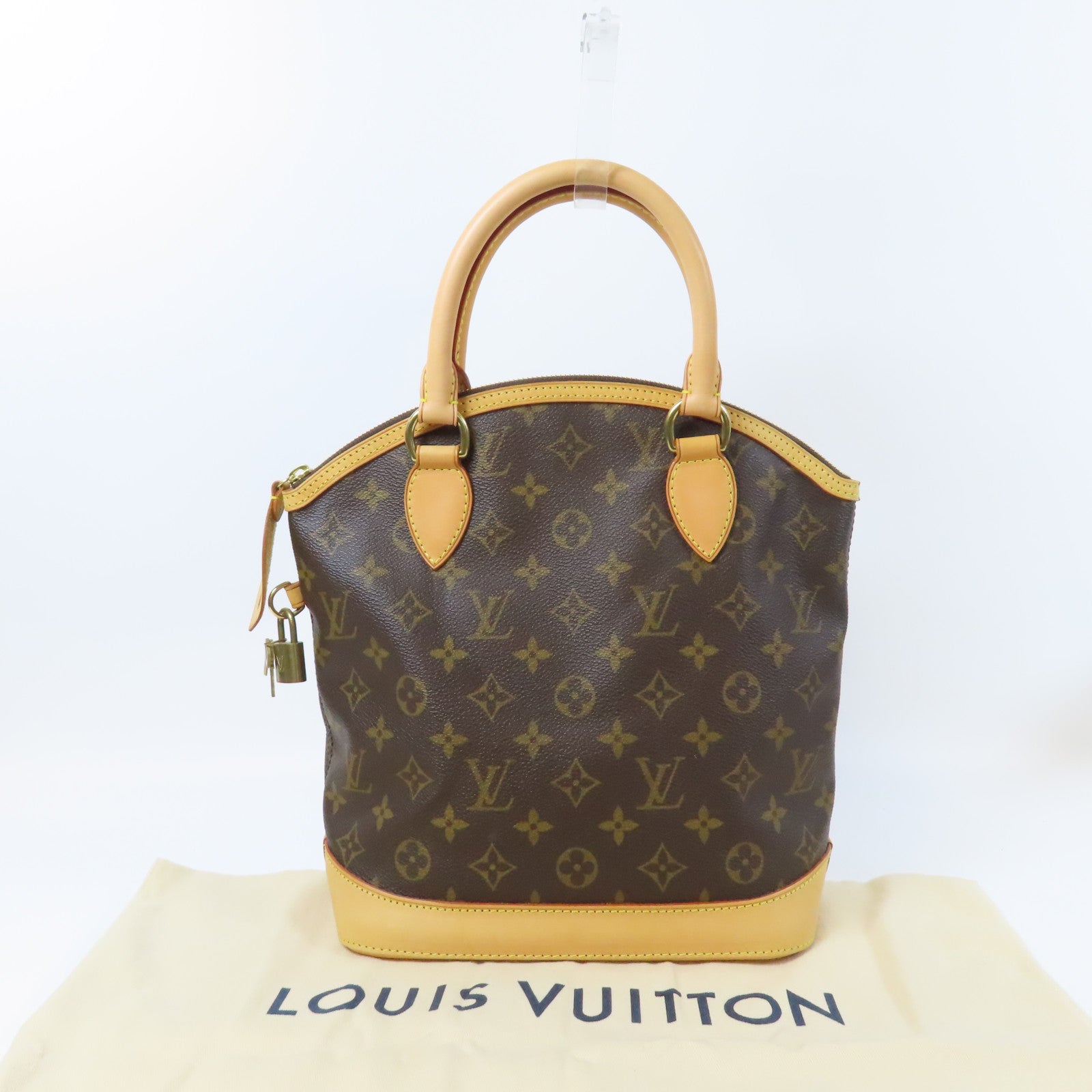 LOUIS VUITTON Monogram Lockit金扣手挽袋啡色