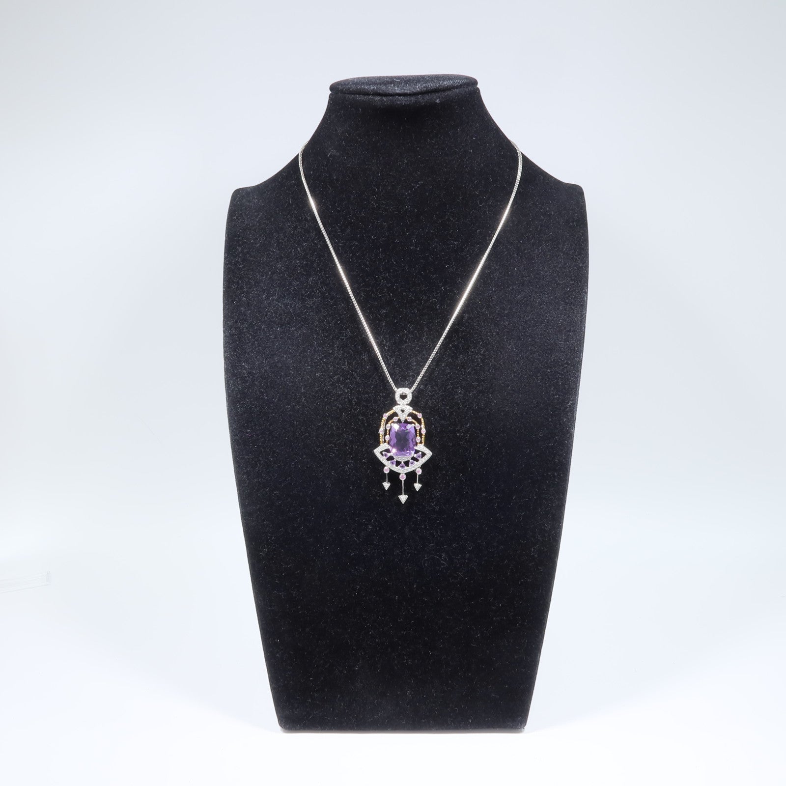 JEWELRY 18K白金/黃金Amethyst Pink Sapphire Diamond Necklace紫水晶/粉紅藍寶石/鑽石項鍊