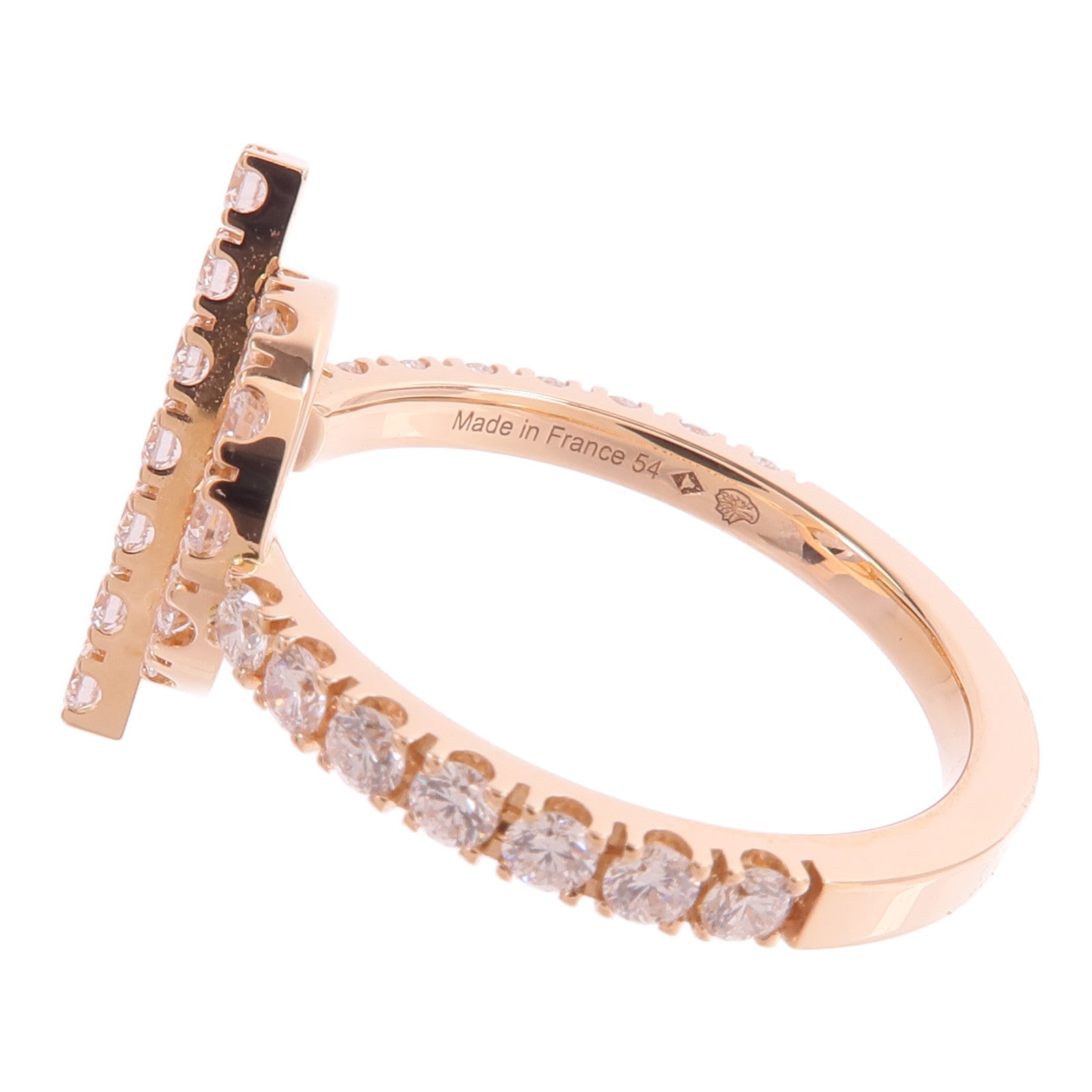 HERMES 18K玫瑰金Finesse Ring鑽石戒指
