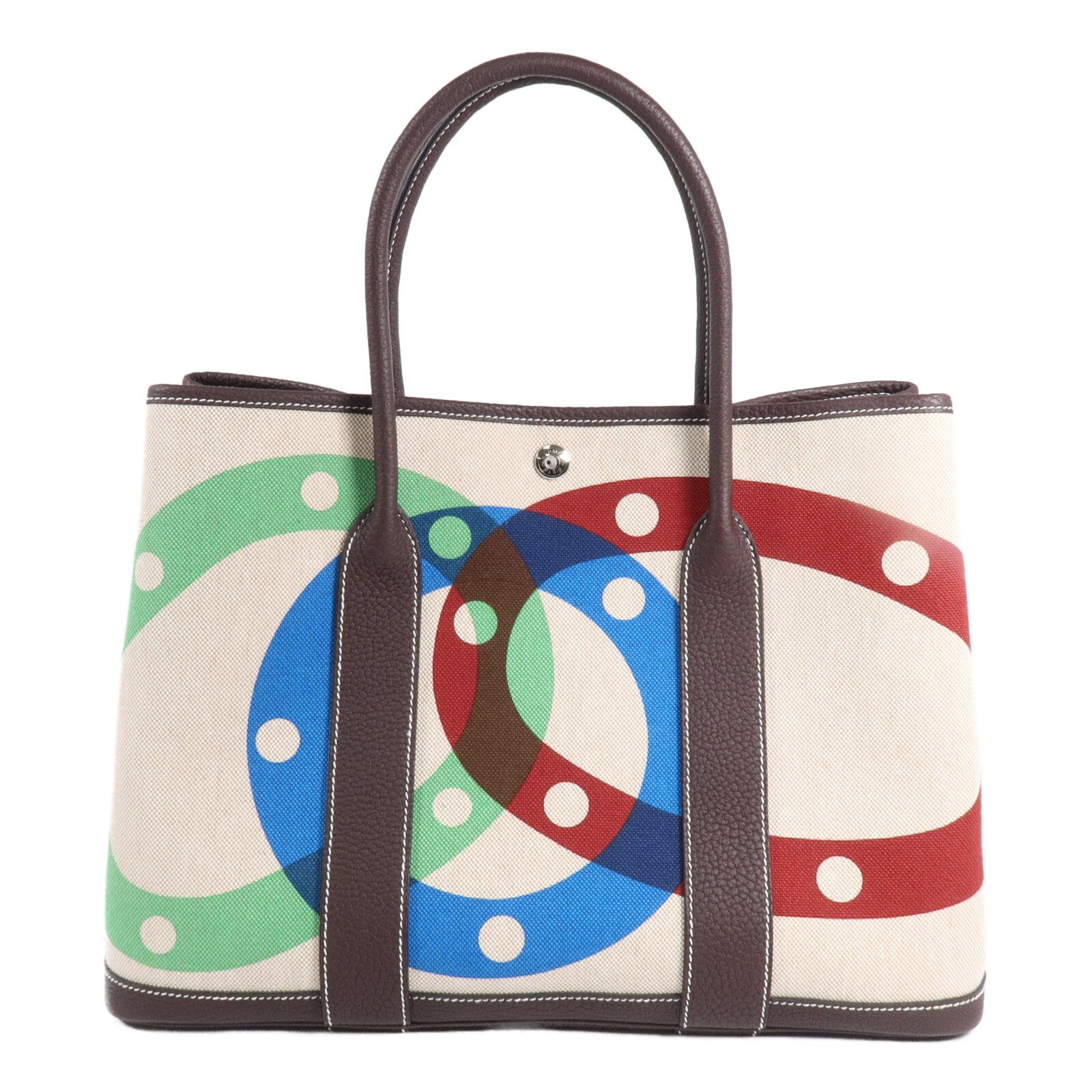 HERMES 帆布Garden Party PM手挽袋Ecru