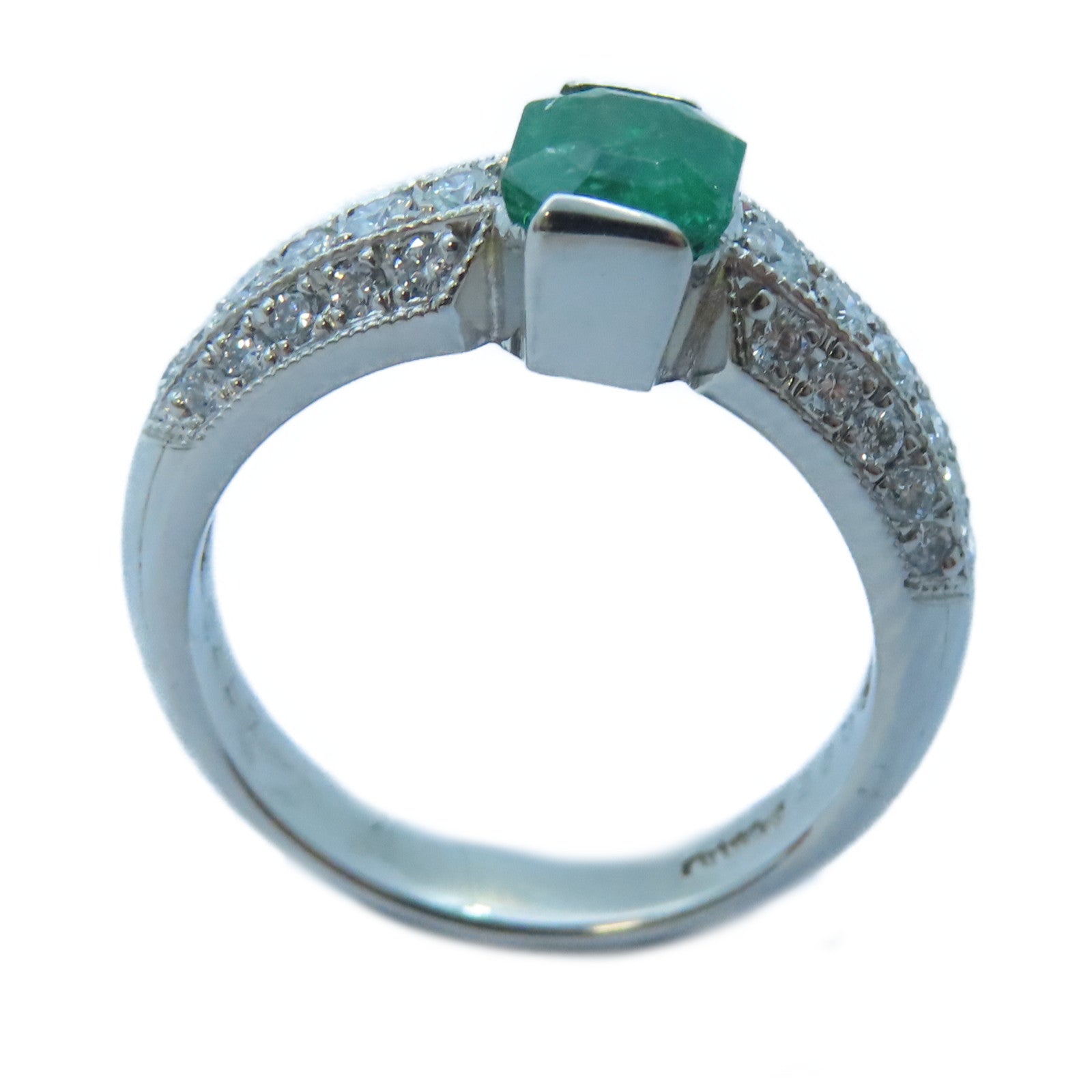 JEWELRY PT900白金Emerald/Diamond Ring 0.95ct綠寶石/0.457ct鑽石戒指US#6.5