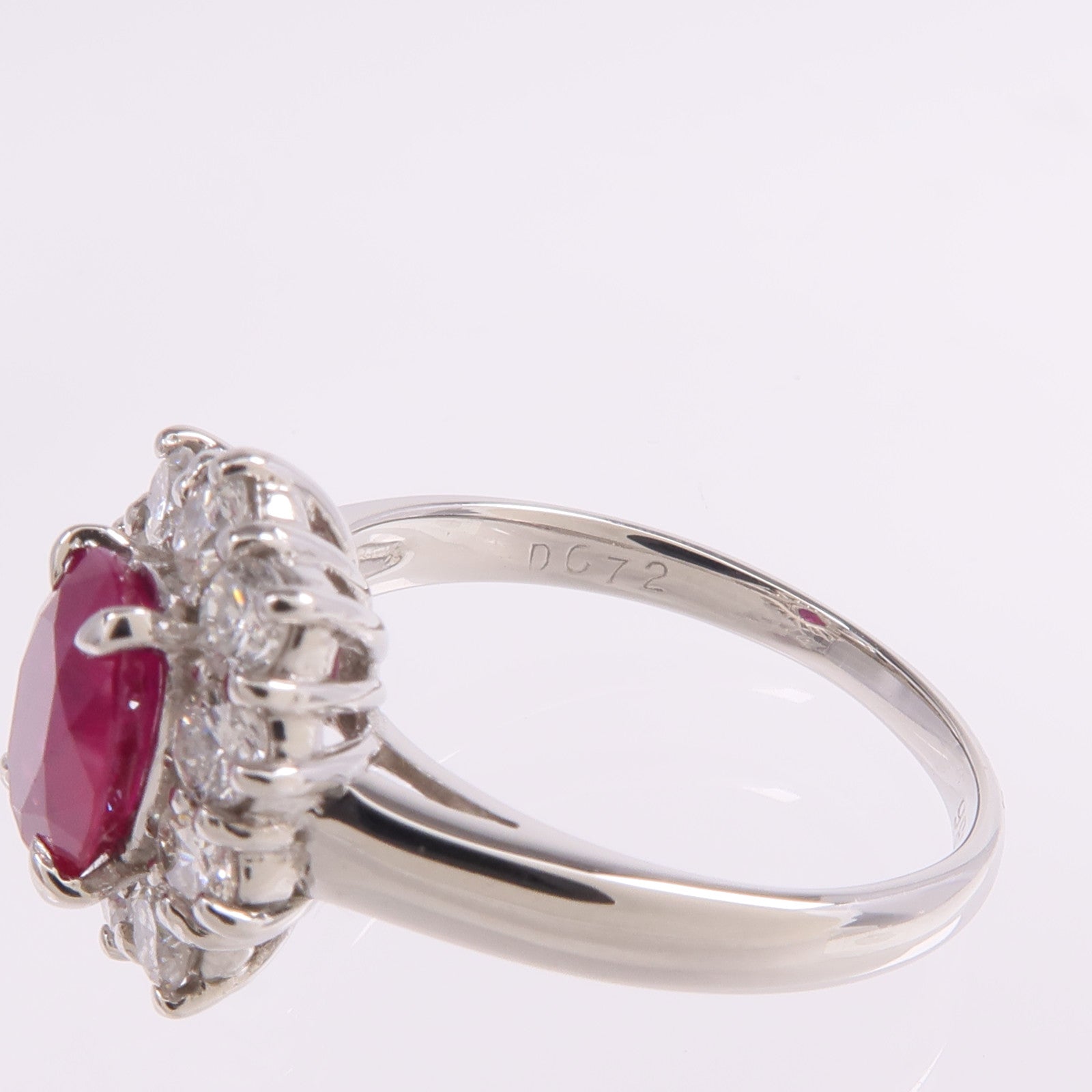 JEWELRY PT850鉑金Ruby Diamond Ring紅寶石/鑽石戒指US#7