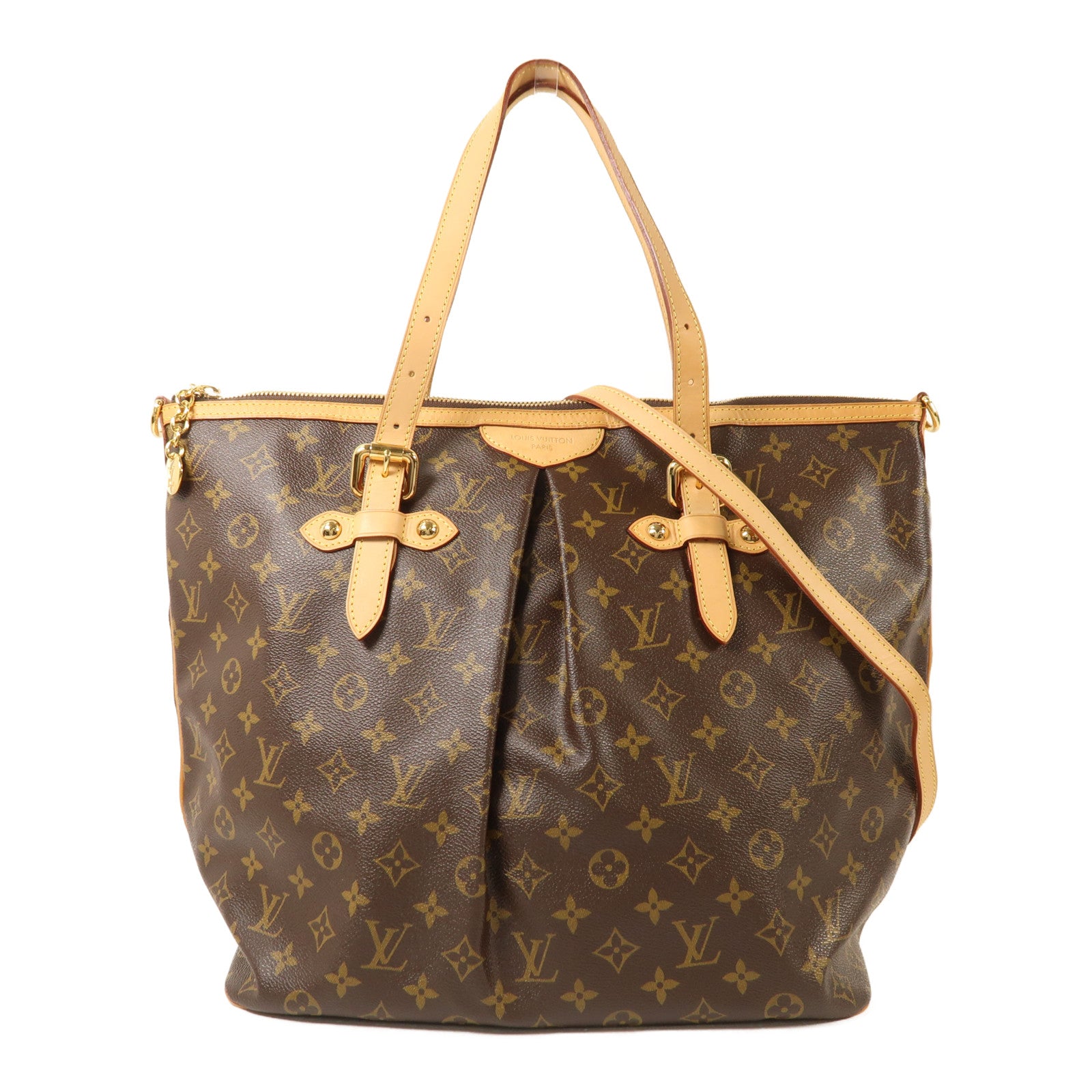 LOUIS VUITTON Monogram Palermo GM金扣手挽肩背兩用袋棕色
